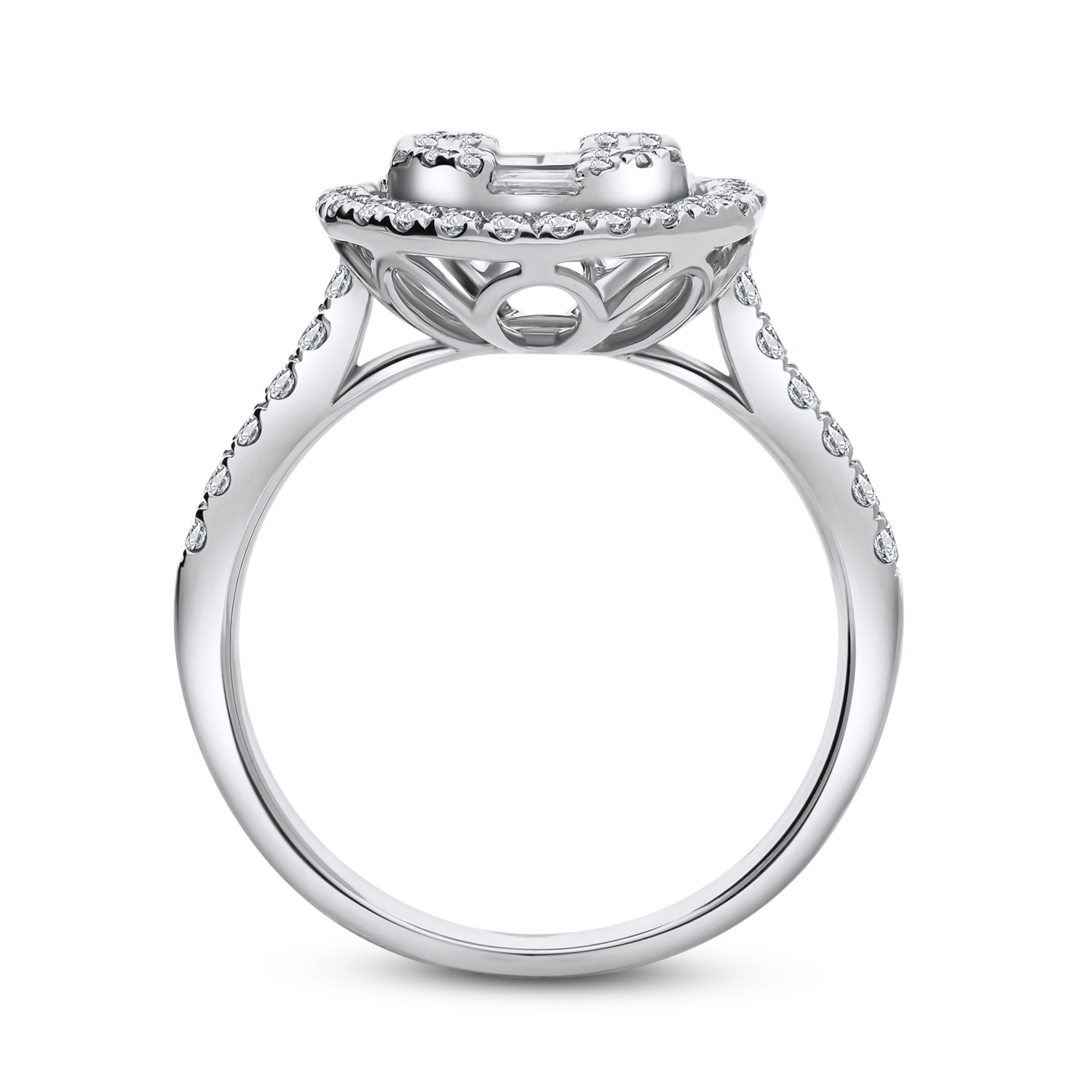 Złoty pierścionek z diamentami 0,89ct, białe złoto Złoty pierścionek z diamentami 0,89ct, białe złoto