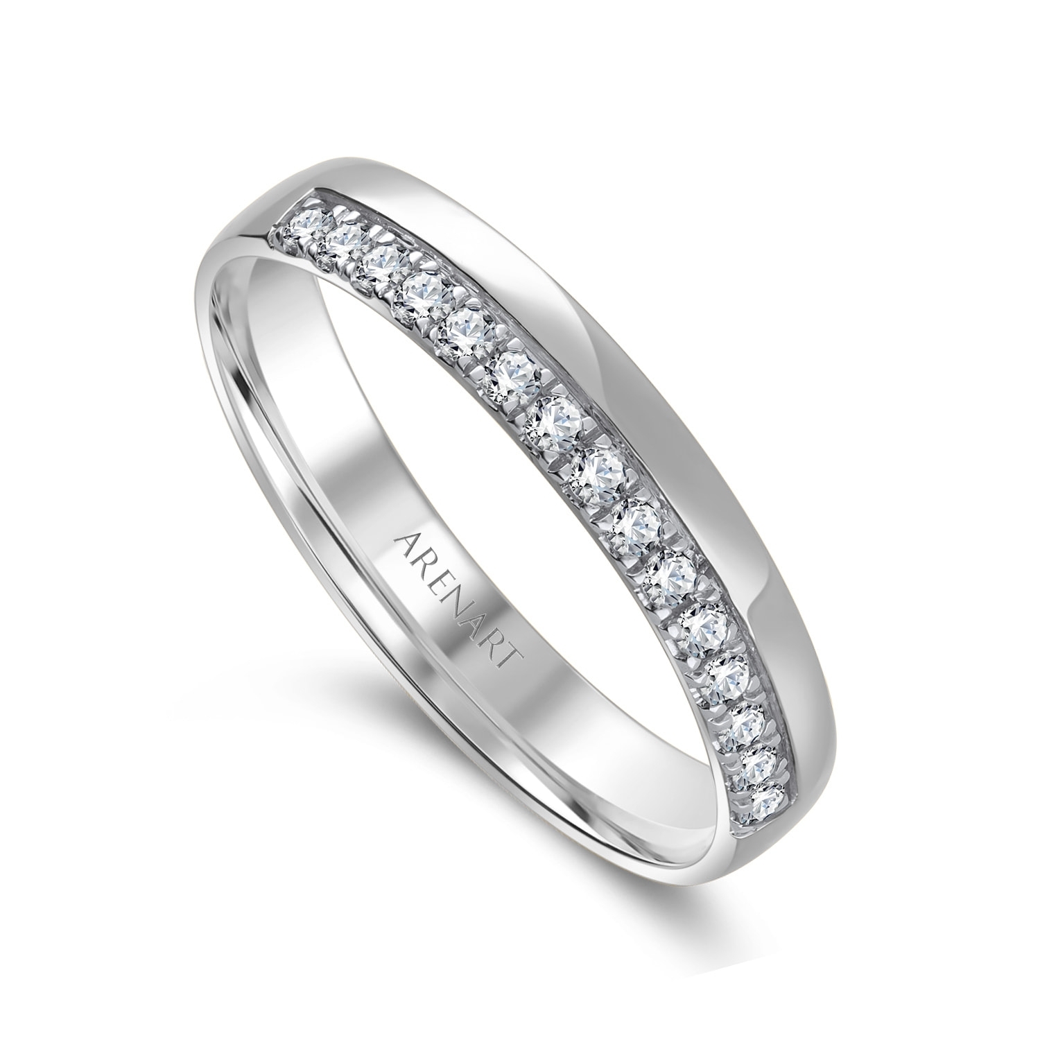 Obrączki ślubne 3,6 mm i 4 mm, białe złoto, diamenty Obrączki ślubne 3,6 mm i 4 mm, białe złoto, diamenty
