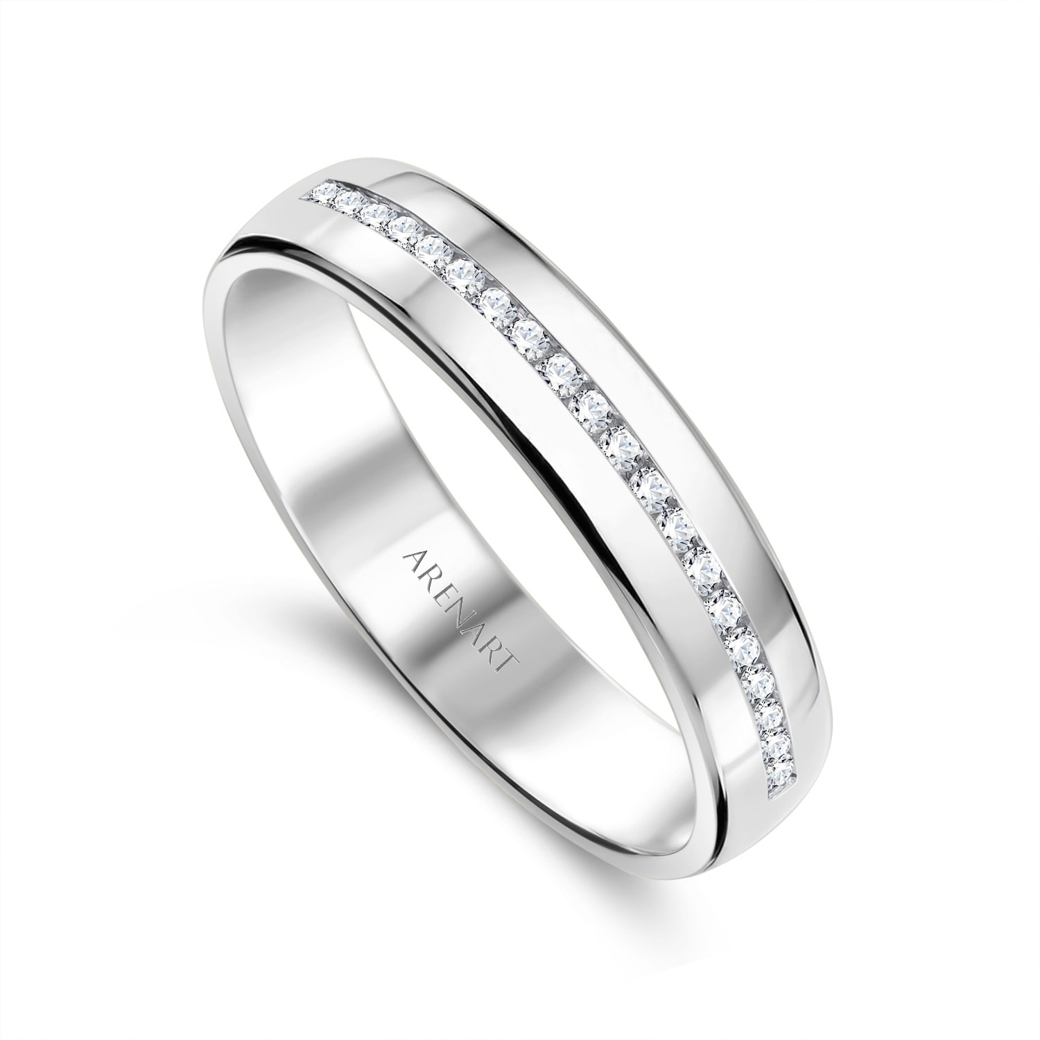 Obrączki ślubne, białe złoto, diamenty, 4 mm i 5 mm Obrączki ślubne, białe złoto, diamenty, 4 mm i 5 mm