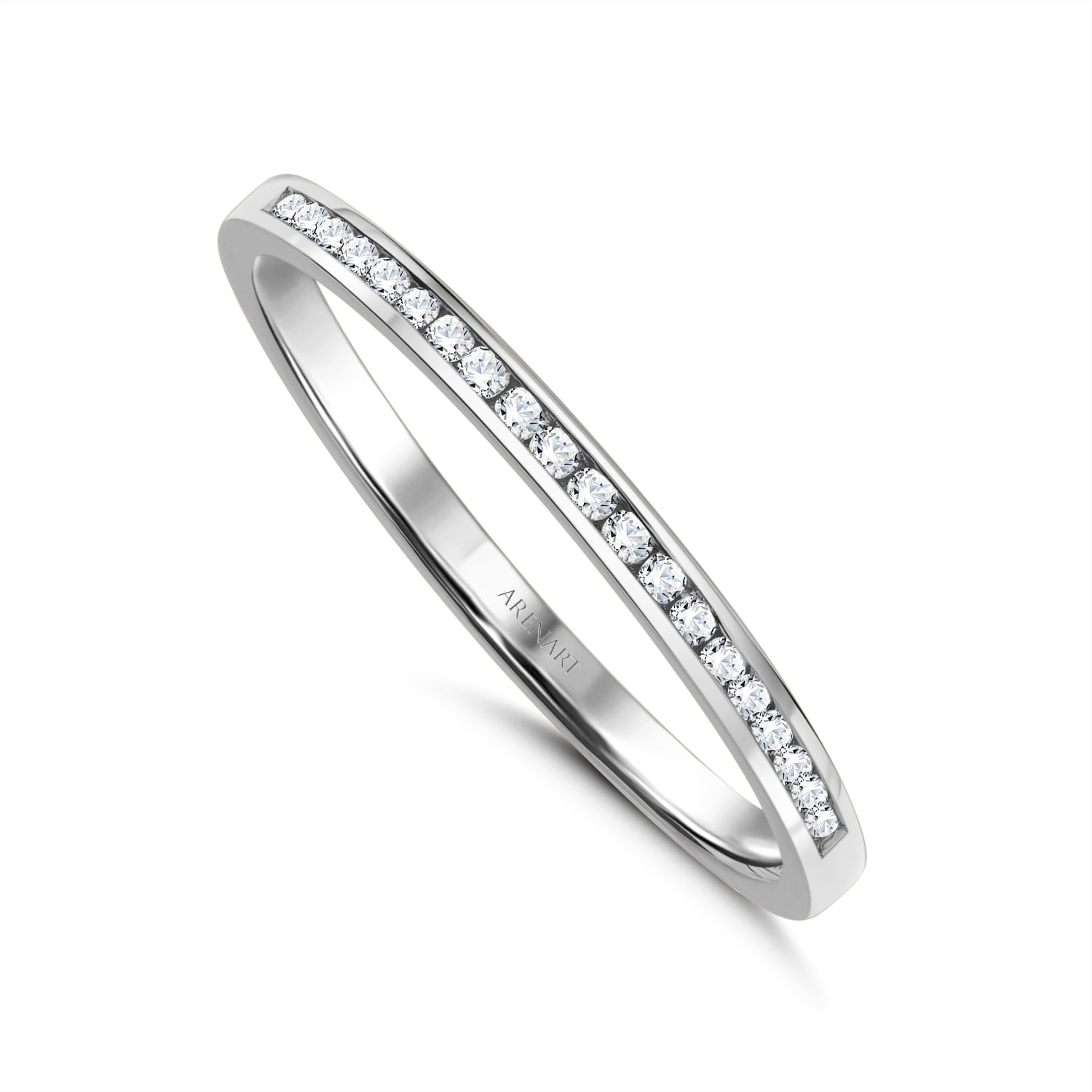 Obrączki ślubne 1,5 mm i 3 mm, diamenty, białe złoto Obrączki ślubne 1,5 mm i 3 mm, diamenty, białe złoto