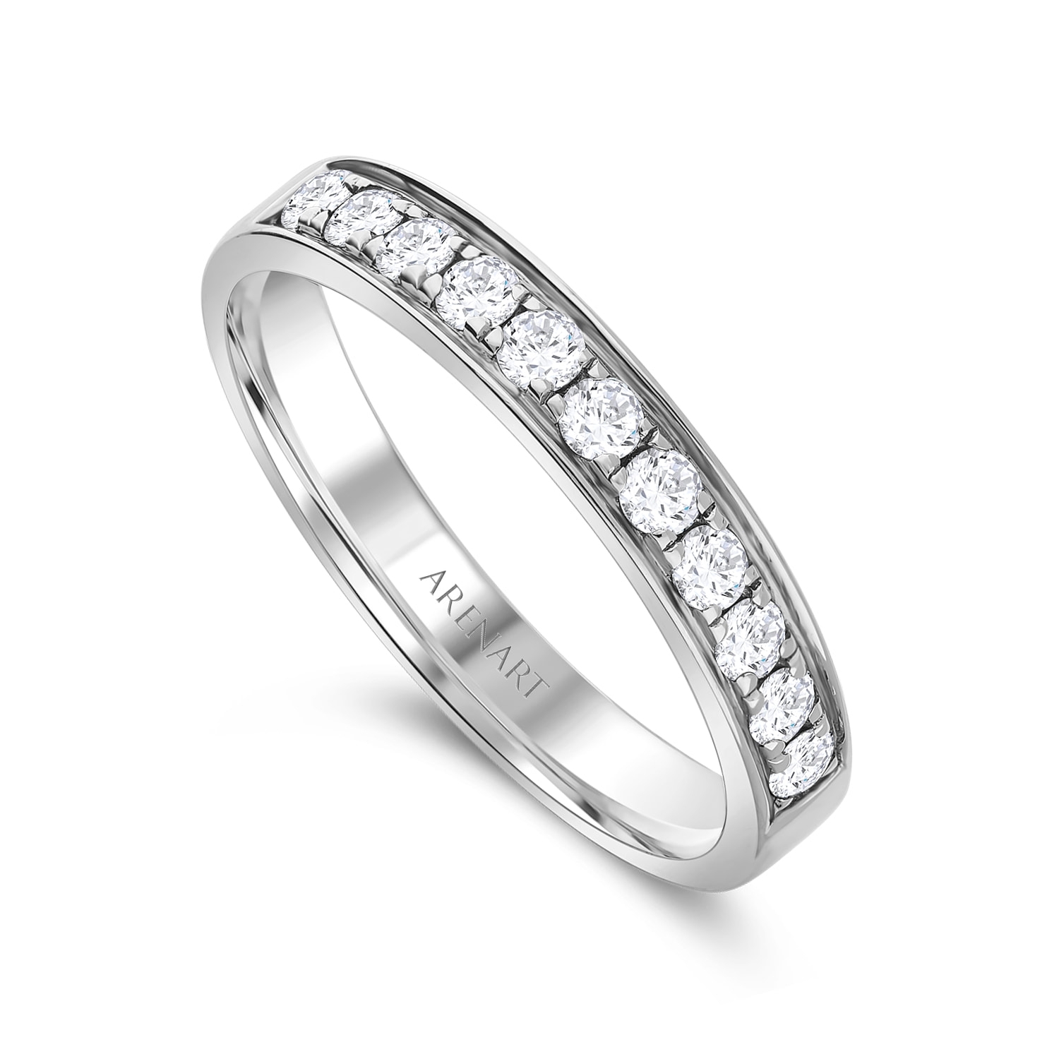 Obrączki ślubne, białe złoto, diamenty, 2,85 mm i 4 mm Obrączki ślubne, białe złoto, diamenty, 2,85 mm i 4 mm