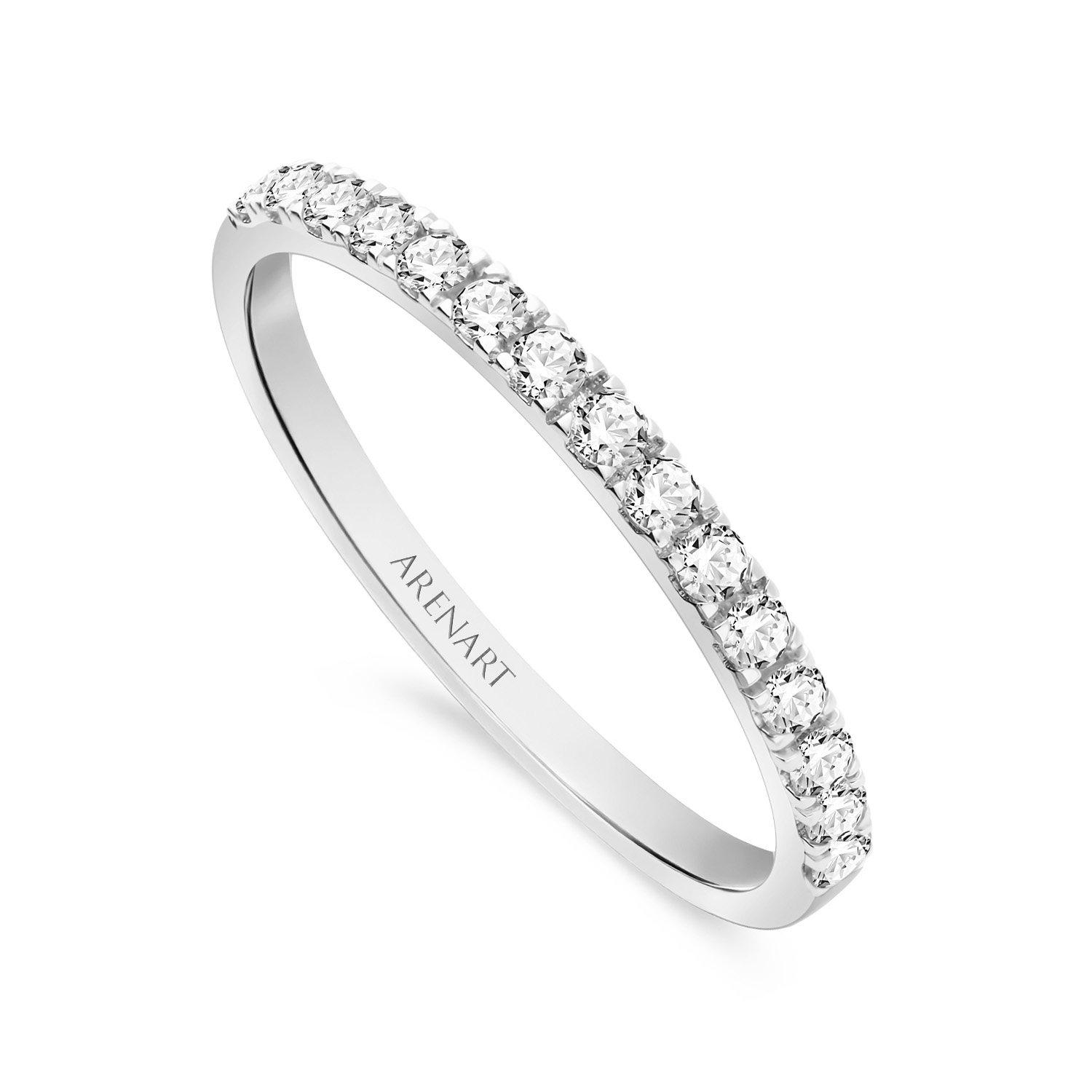 Obrączka złota damska, białe złoto 585, diamenty, 2,5 mm
