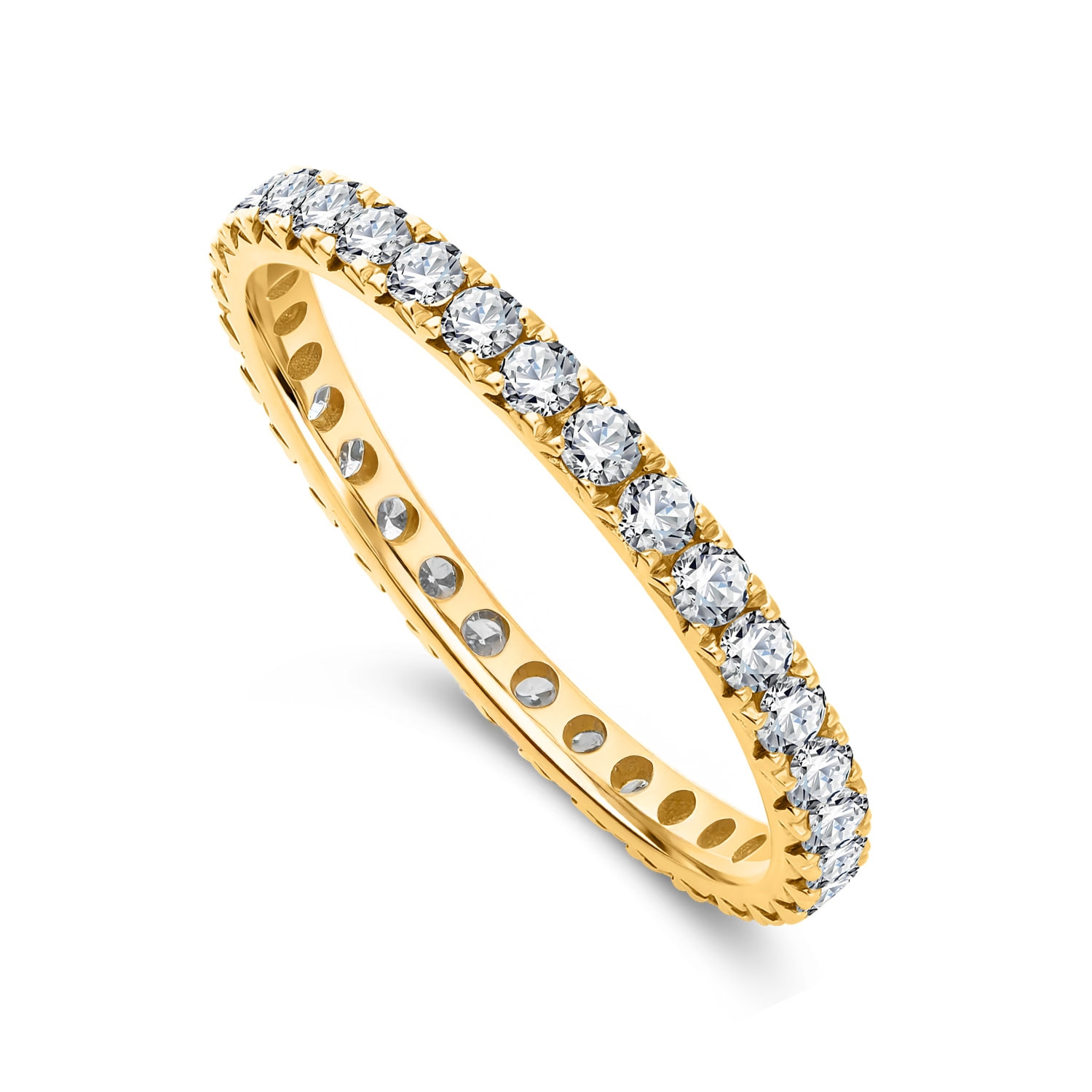 Obrączka damska, żółte złoto, diamenty, 2 mm