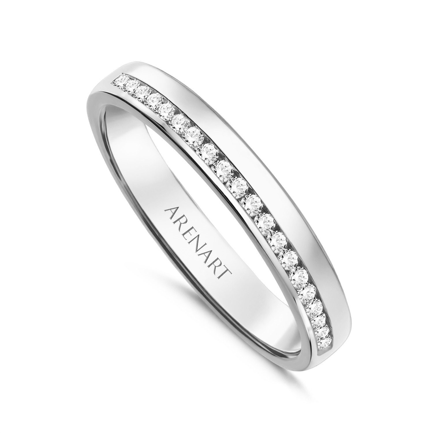 Obrączka damska, białe złoto 585, diamenty, 3 mm