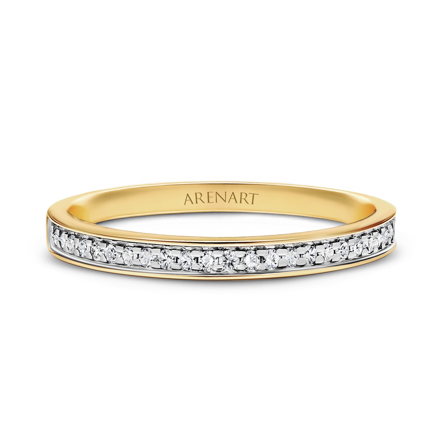 Obrączka damska z diamentami, żółte złoto 1,8 mm Obrączka damska z diamentami, żółte złoto 1,8 mm