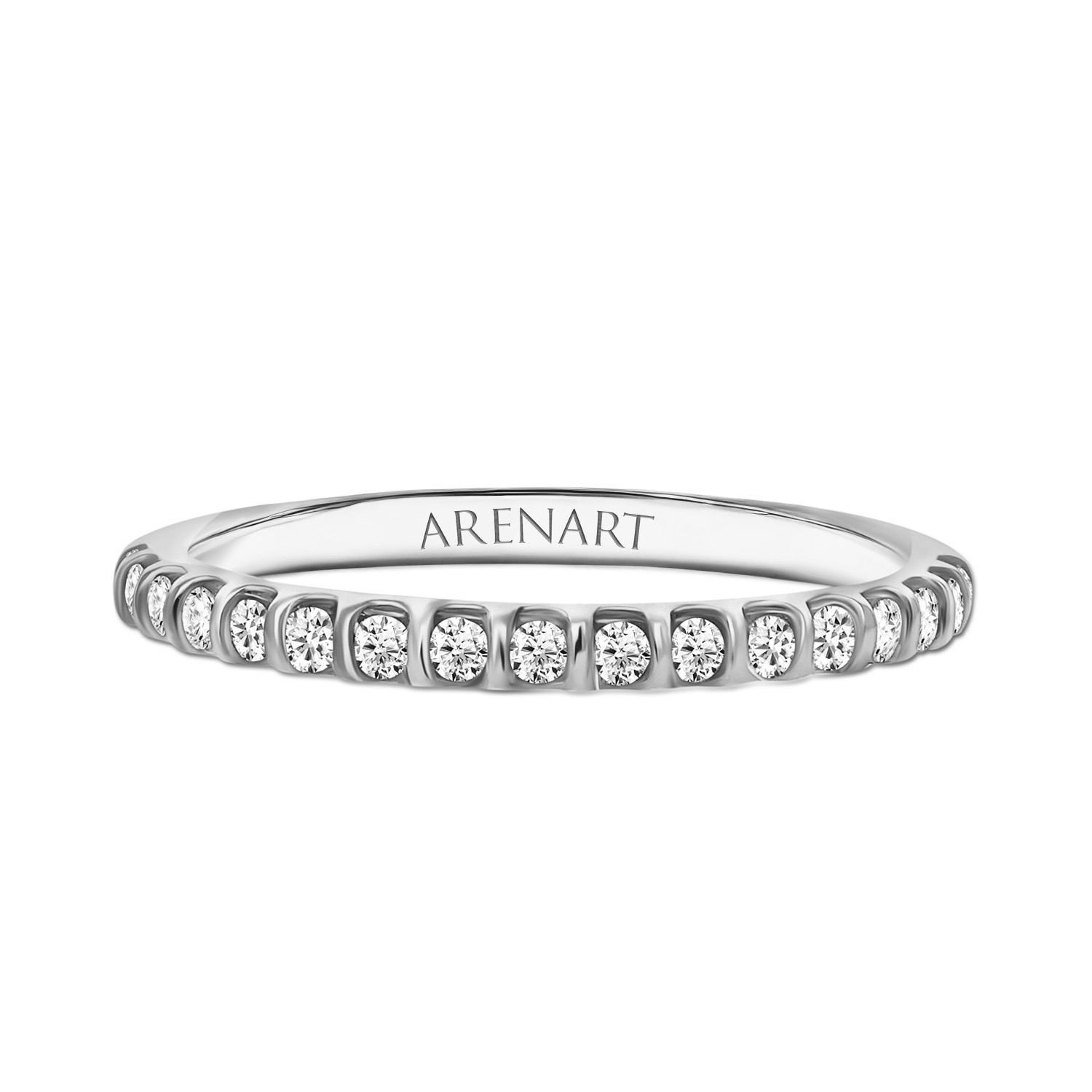 Obrączka damska 2 mm, białe złoto, diamenty Obrączka damska 2 mm, białe złoto, diamenty