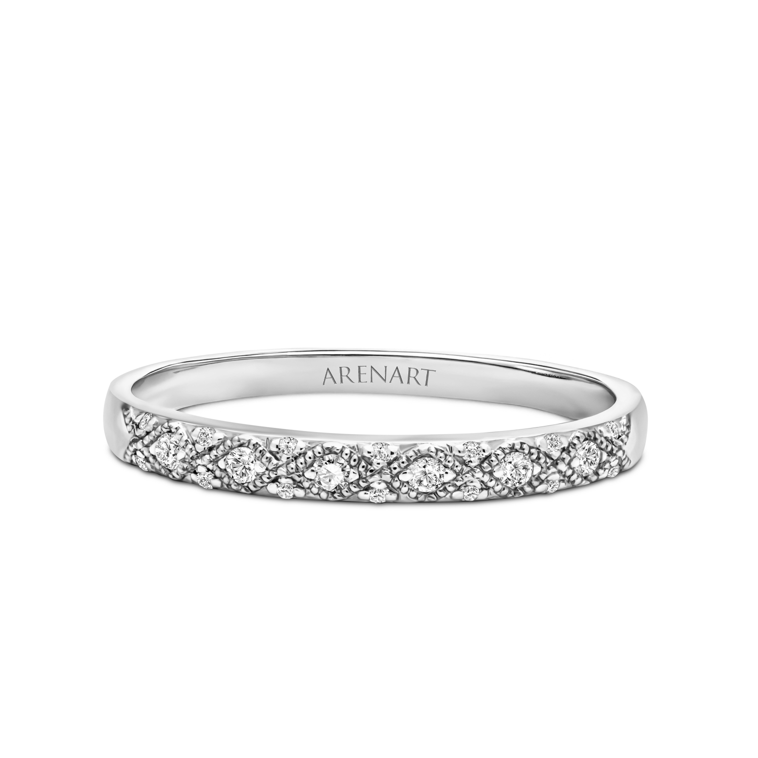 Damska obrączka z diamentami, białe złoto 585, szerokość 2,5 mm Damska obrączka z diamentami, białe złoto 585, szerokość 2,5 mm