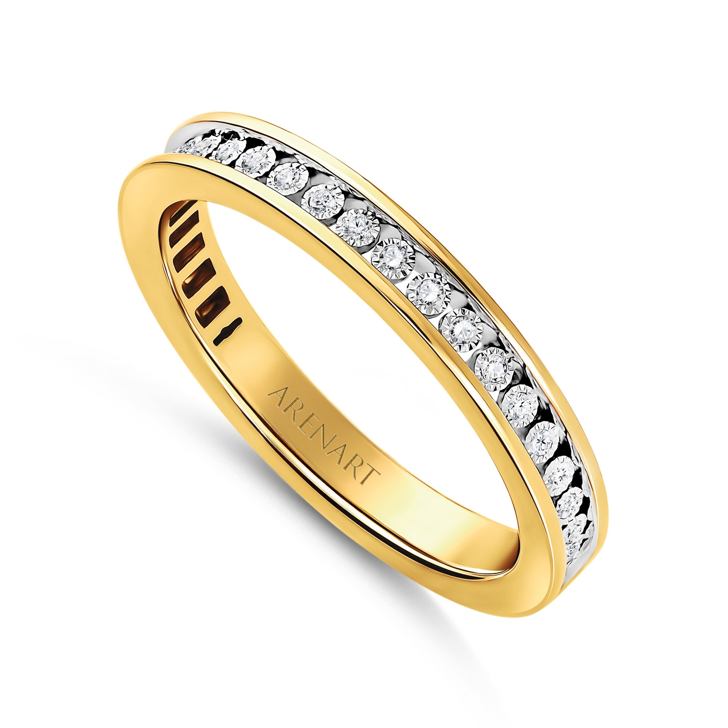 Obrączka damska, żółte złoto 585, diamenty, model RR35867-Y