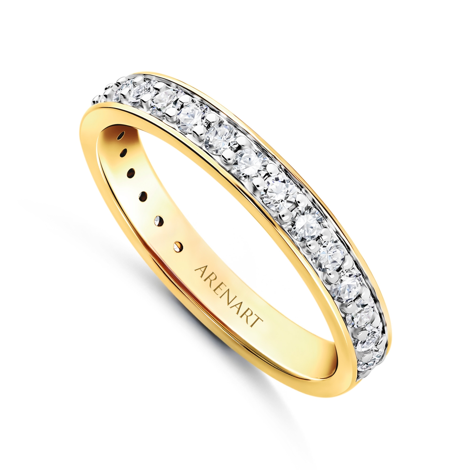 Obrączka damska, żółte złoto 585, diamenty