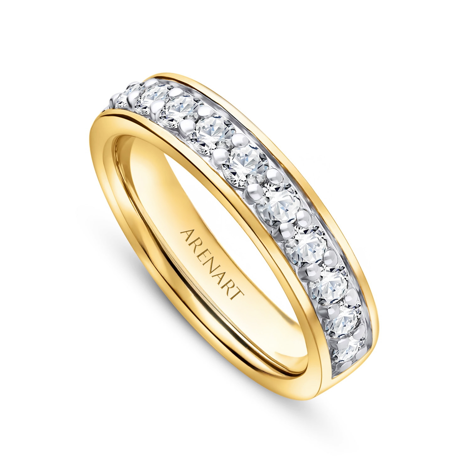 Obrączka damska 3 mm z diamentami, żółte złoto, model RR35871-Y