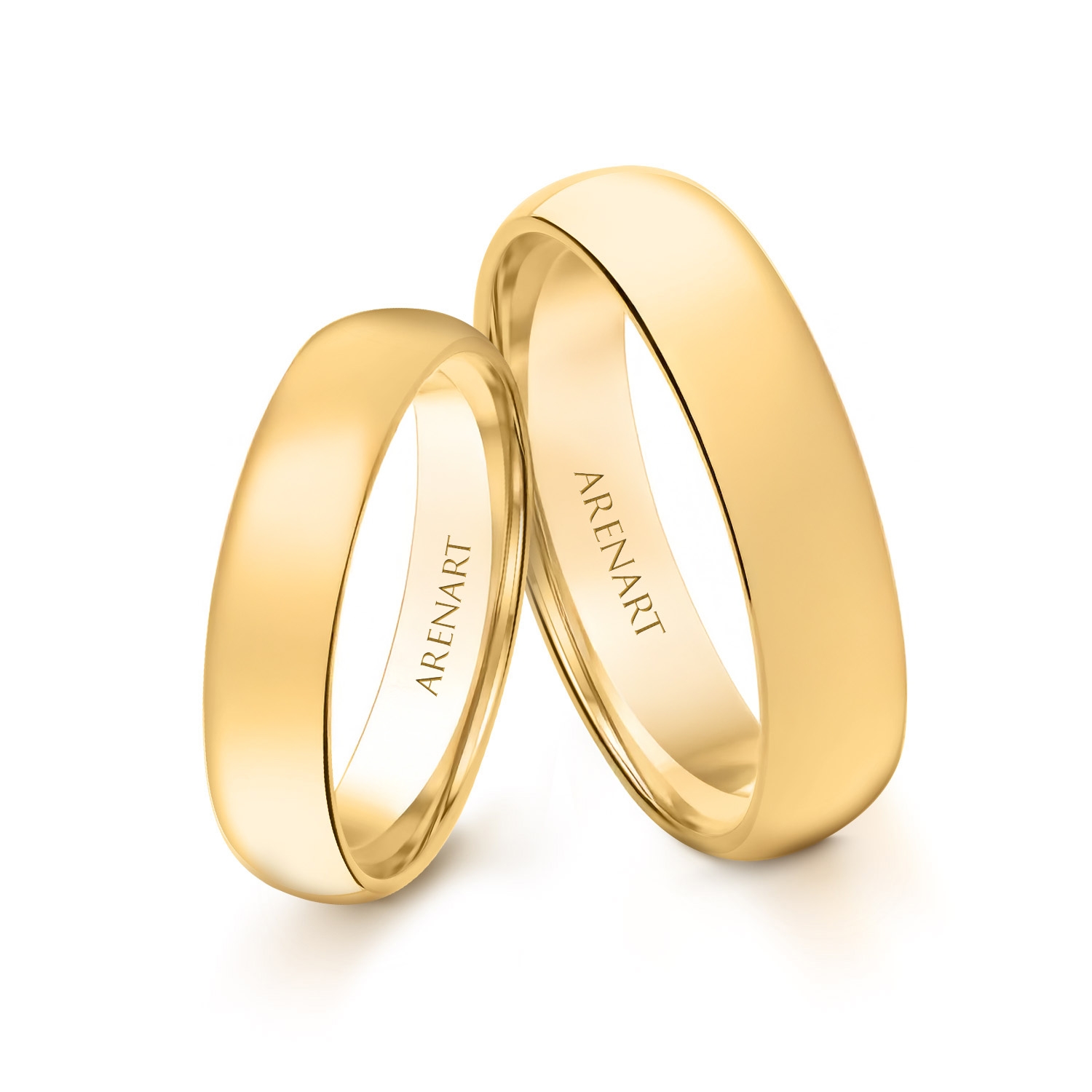 Obrączki ślubne, żółte złoto 585, półokrągłe, 4 mm