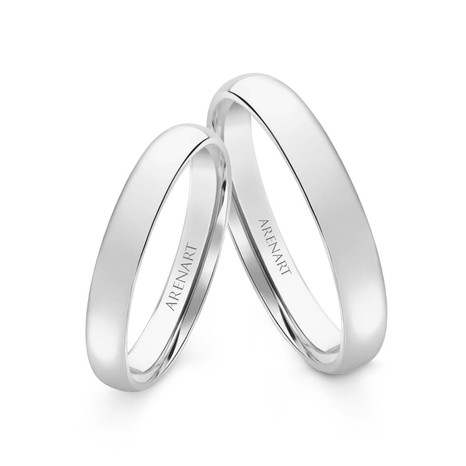 Złote obrączki 3 mm, komplet, białe złoto 585