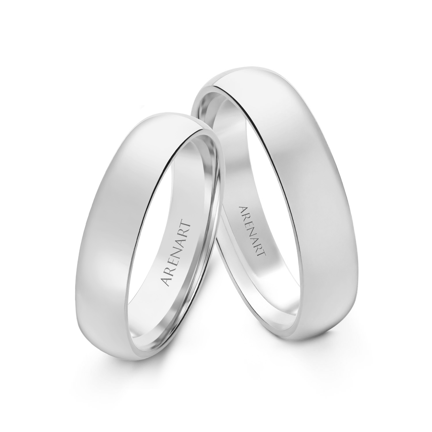 Obrączki ślubne, białe złoto, półokrągłe, 4 mm
