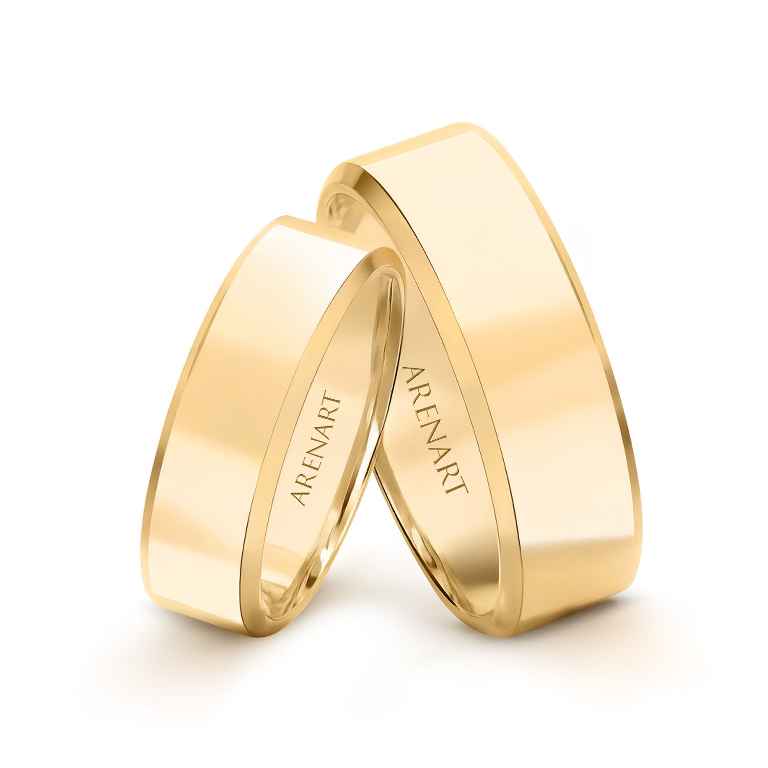 Obrączki ślubne, żółte złoto, trapezowe, 6 mm