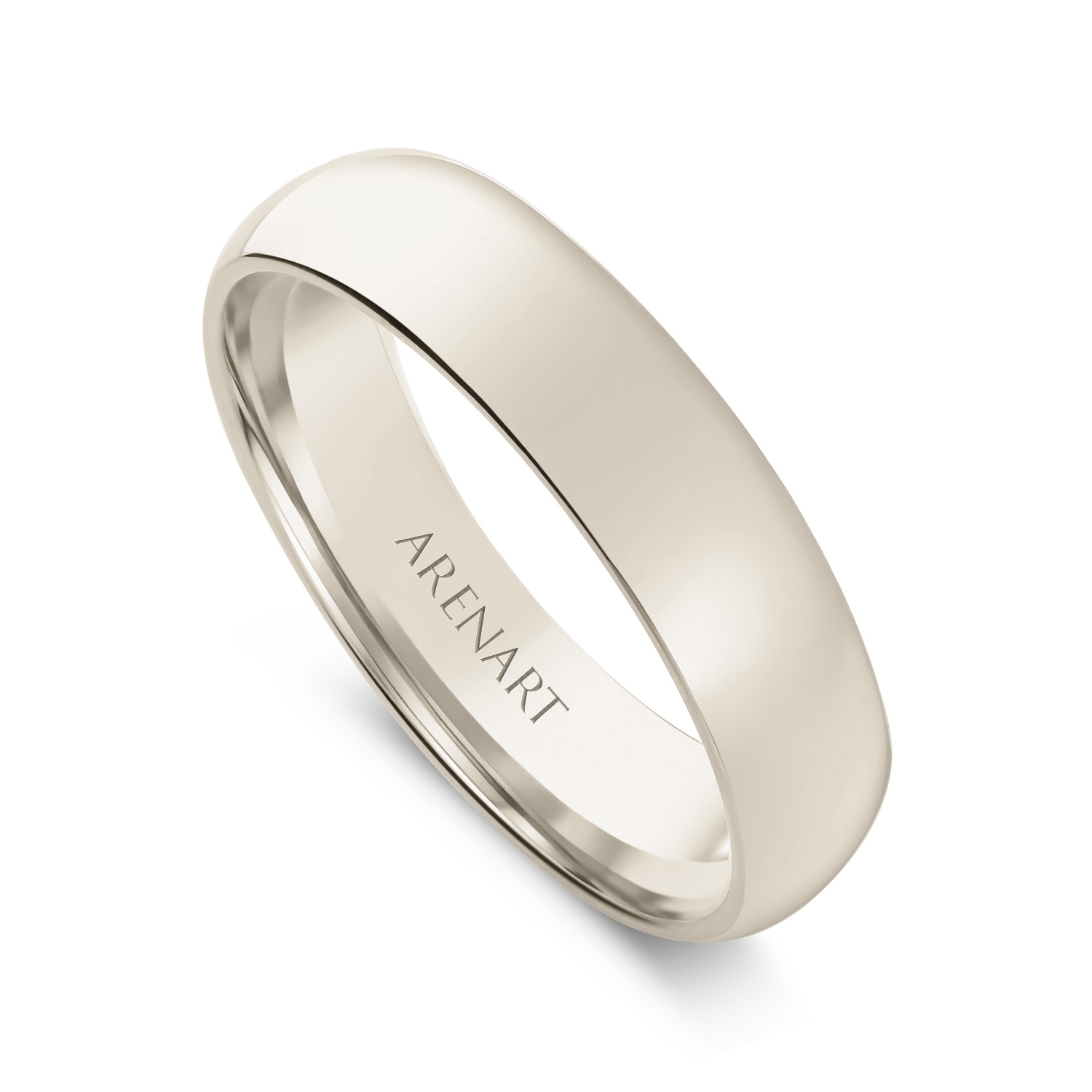 Obrączka męska, białe nierodowane złoto, półokrągłe, 4 mm