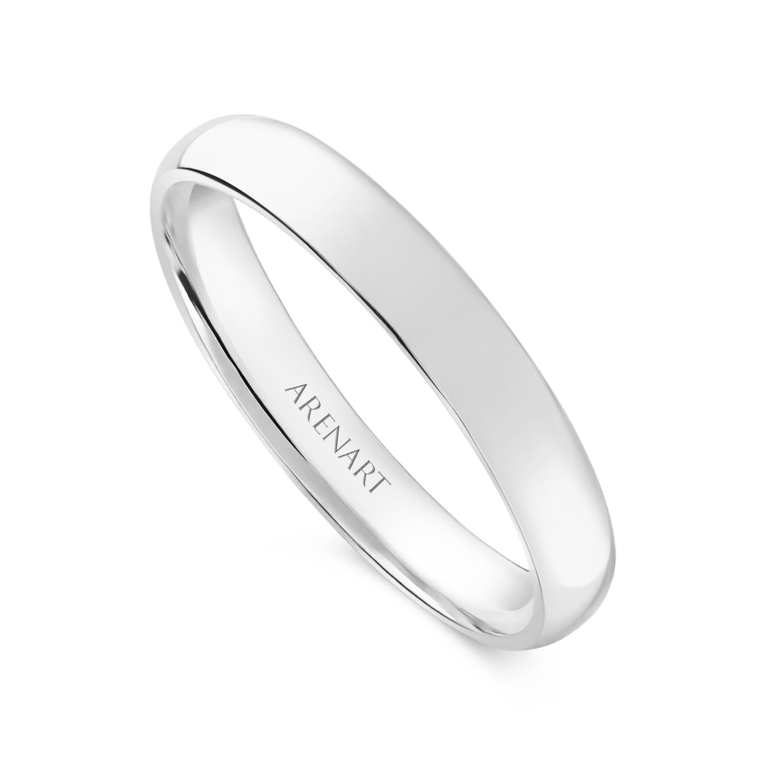 Złota obrączka damska 3,5 mm, półokrągła, białe złoto 585