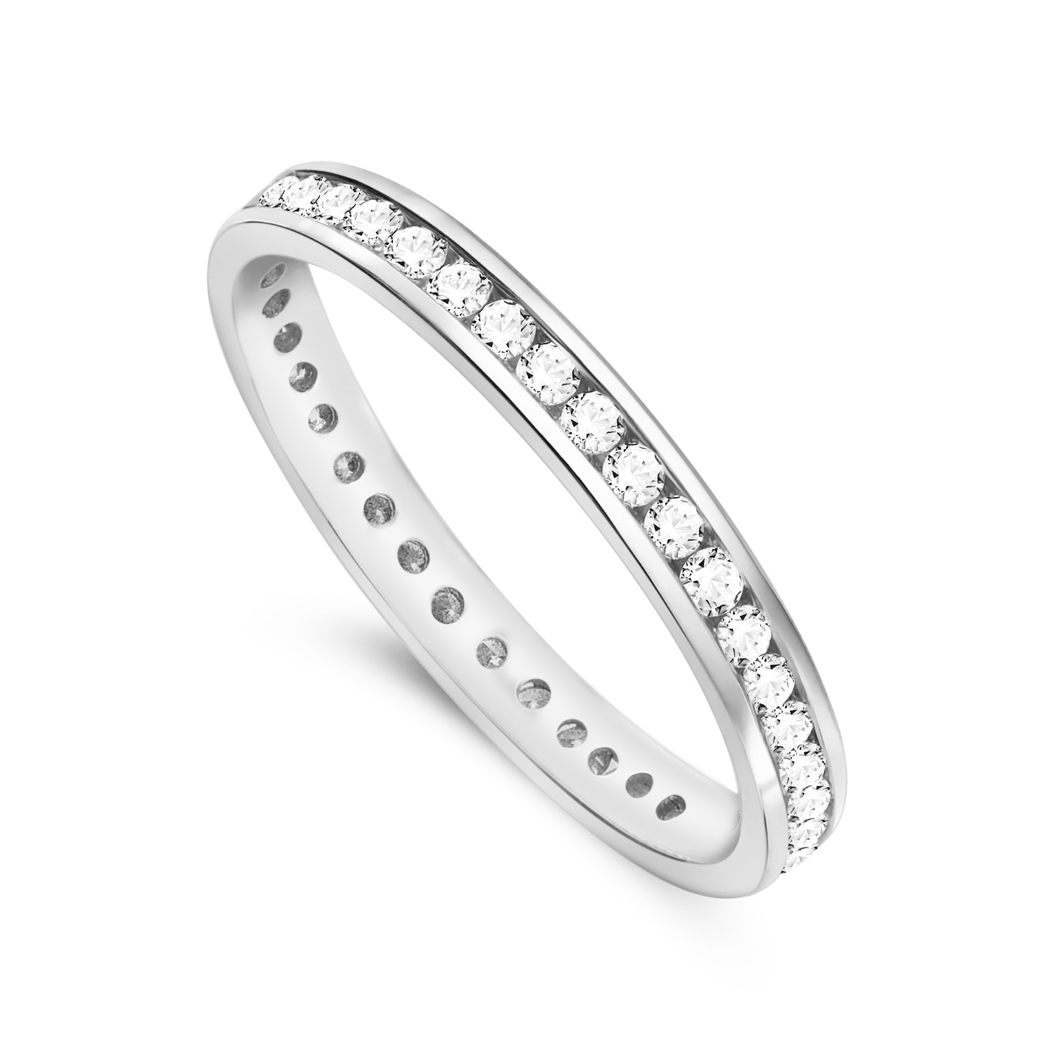 Obrączka damska, białe złoto, diamenty, 2,5 mm