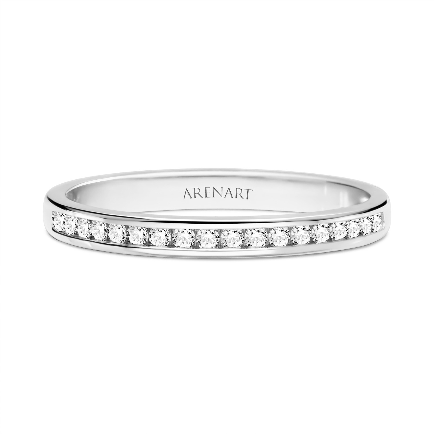 Obrączka z białego złota, damska 2,4 mm z diamentami Obrączka z białego złota, damska 2,4 mm z diamentami