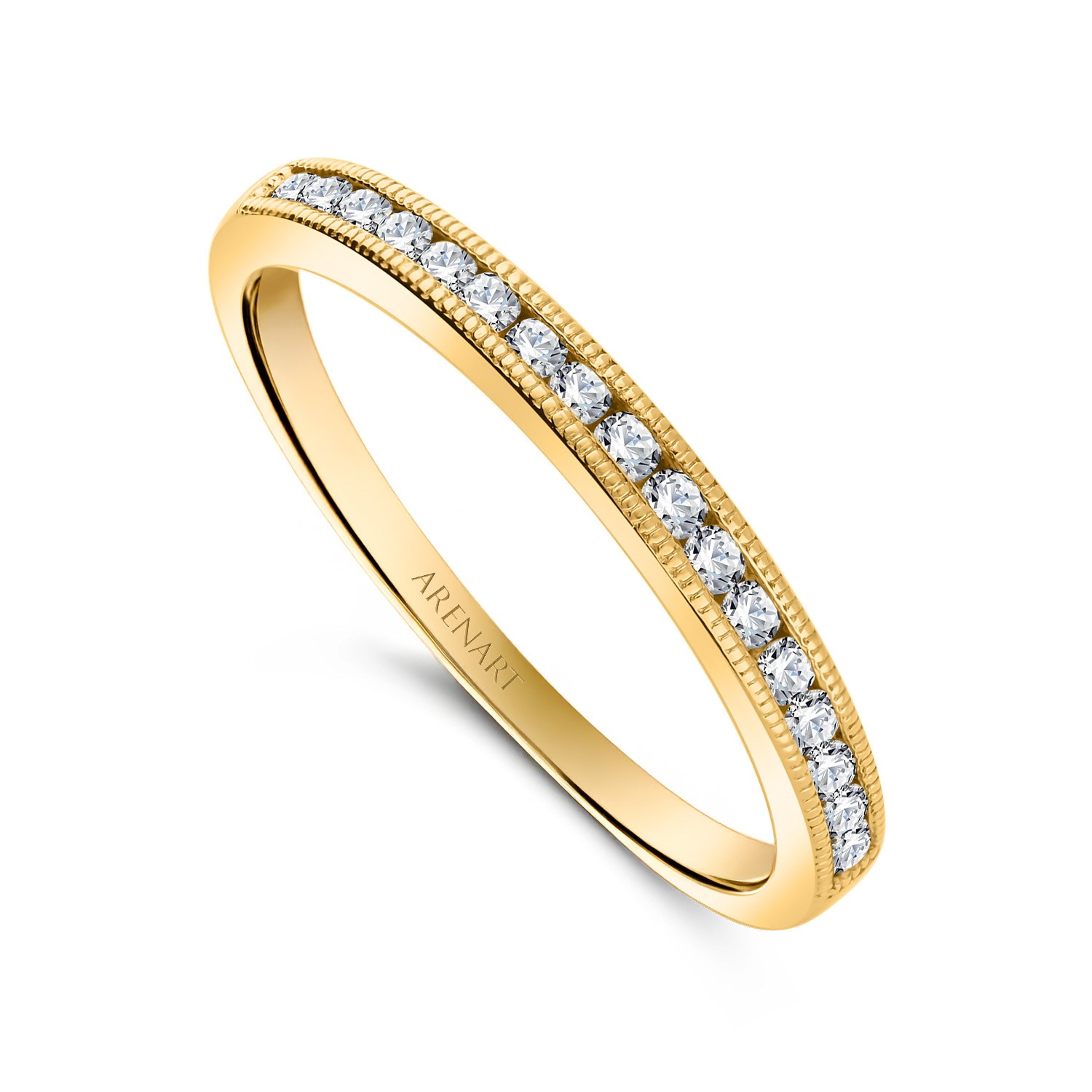 Obrączka damska, żółte złoto, diamenty, 2,5 mm