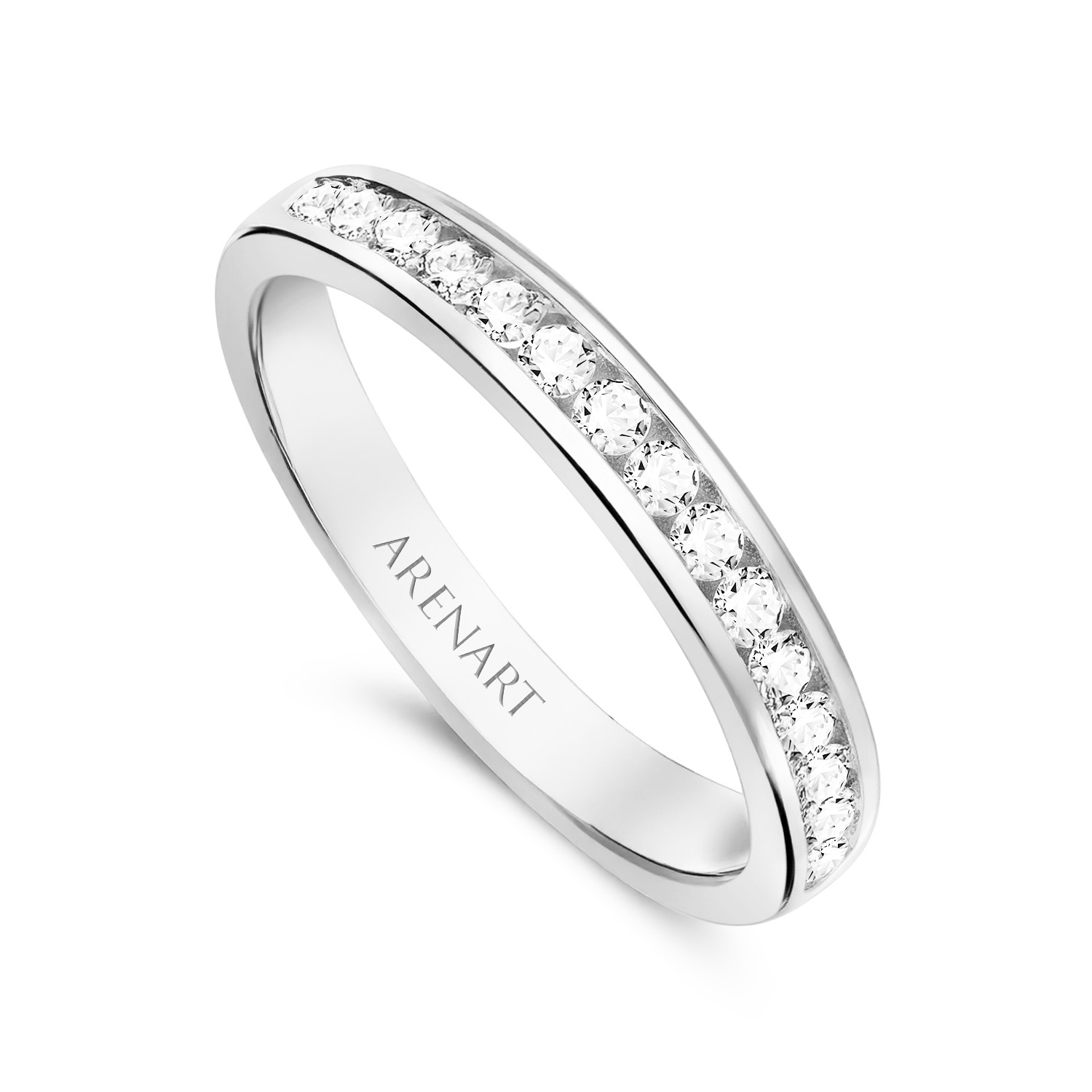 Obrączka damska, białe złoto, diamenty, 3 mm
