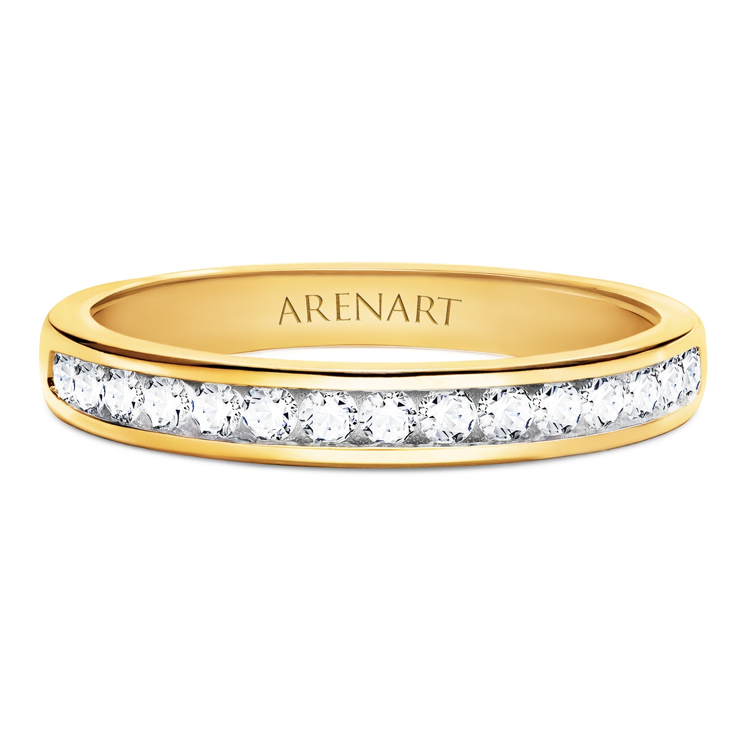 Obrączka damska z diamentami, żółte złoto, 3 mm Obrączka damska z diamentami, żółte złoto, 3 mm
