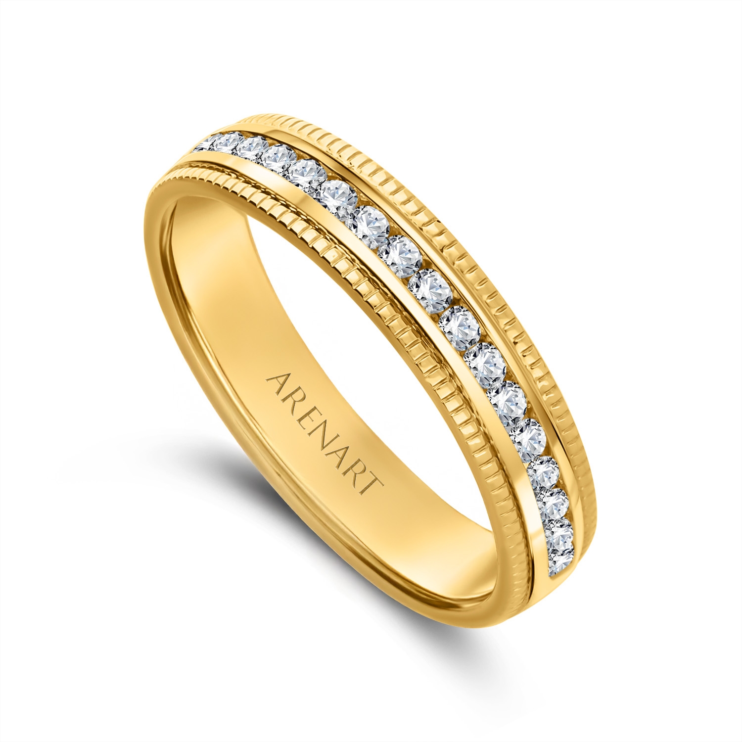 Obrączka damska 4 mm z diamentami, model RR35679-Y