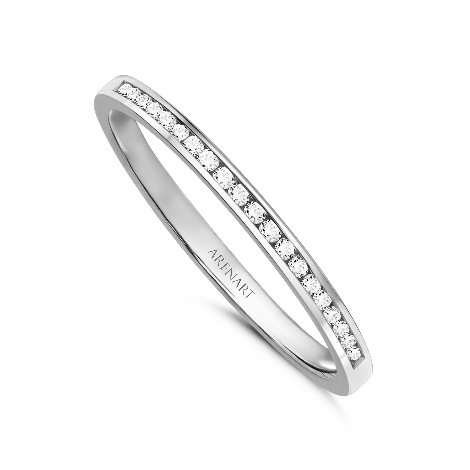 Złota obrączka damska, białe złoto, diamenty, 1,5 mm