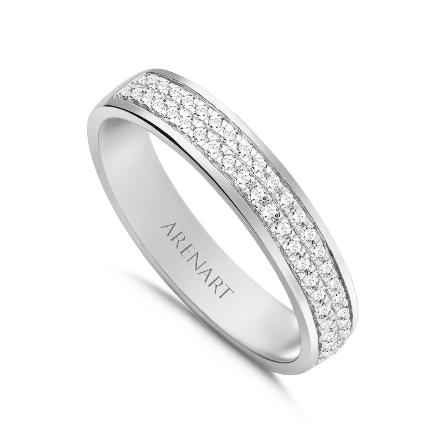 Złota obrączka damska 4 mm z diamentami, białe złoto 585