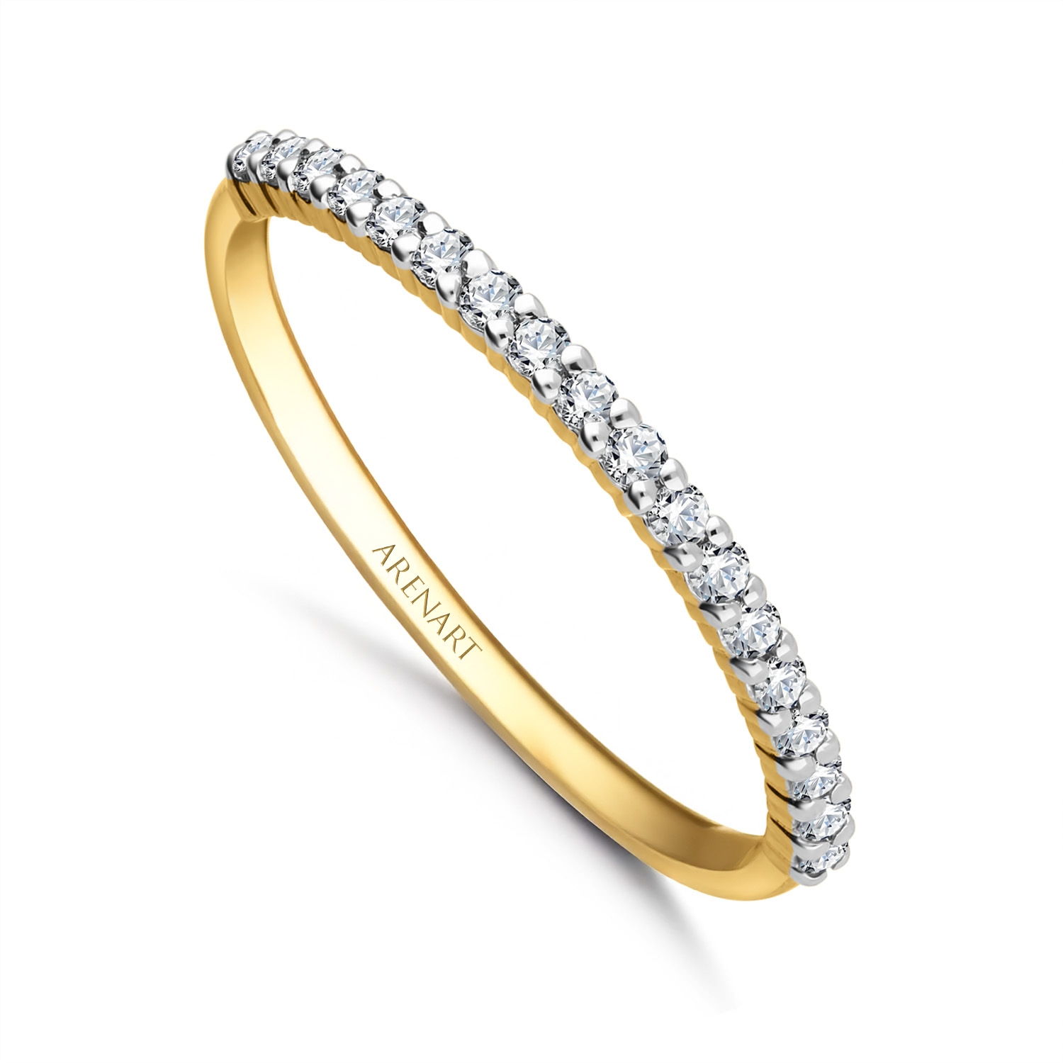 Obrączka damska 1,5 mm, żółte złoto 585, diamenty