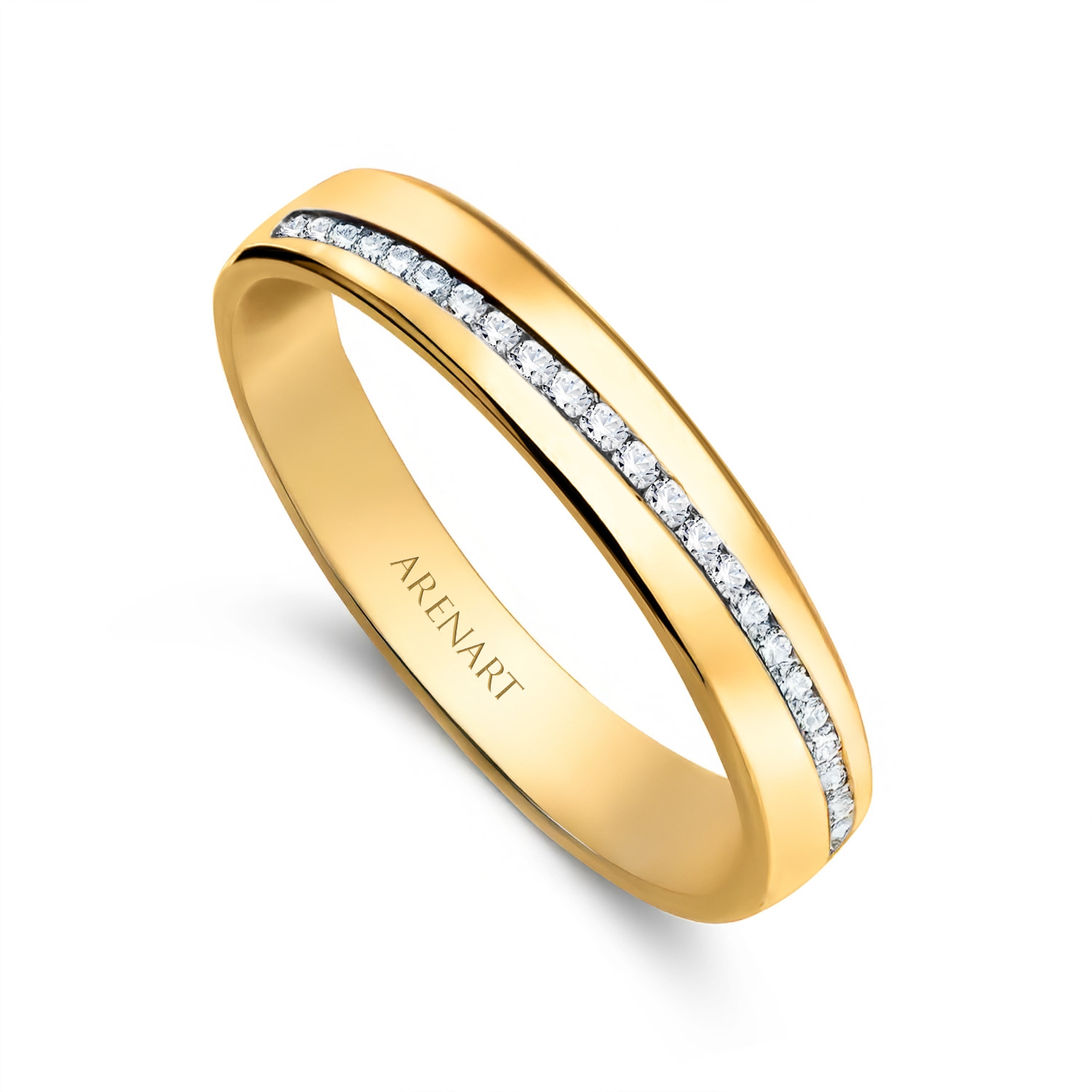 Obrączka damska, żółte złoto, diamenty, 3,5 mm