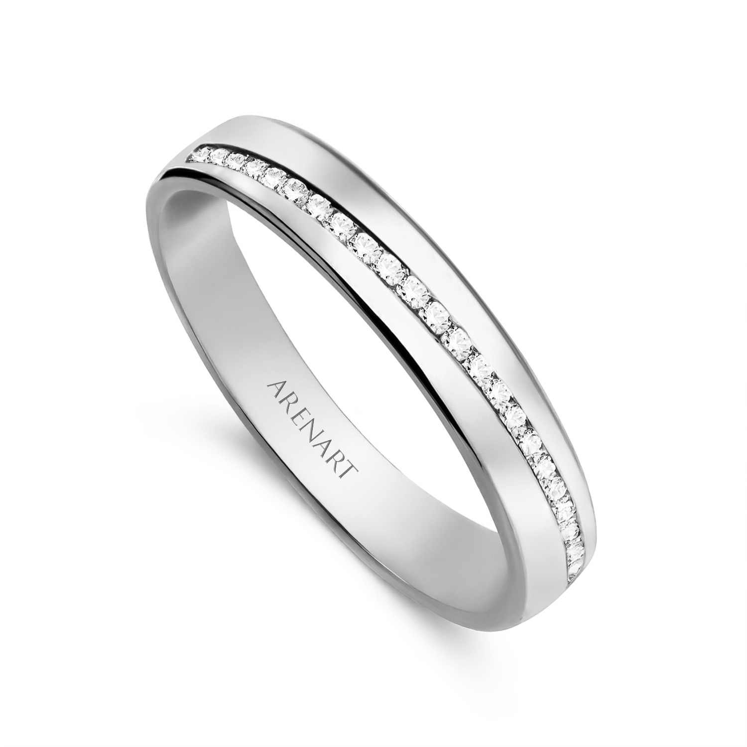 Obrączka damska, białe złoto, diamenty, 3,5 mm