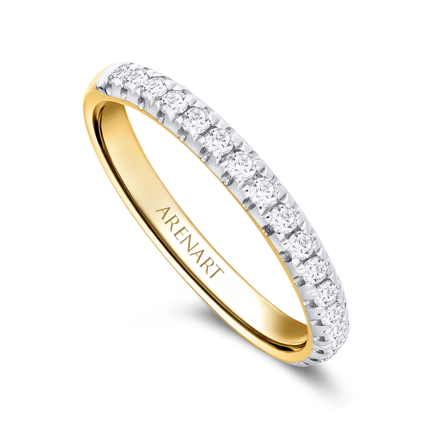 Obrączka damska, żółte złoto, diamenty, 2,5 mm