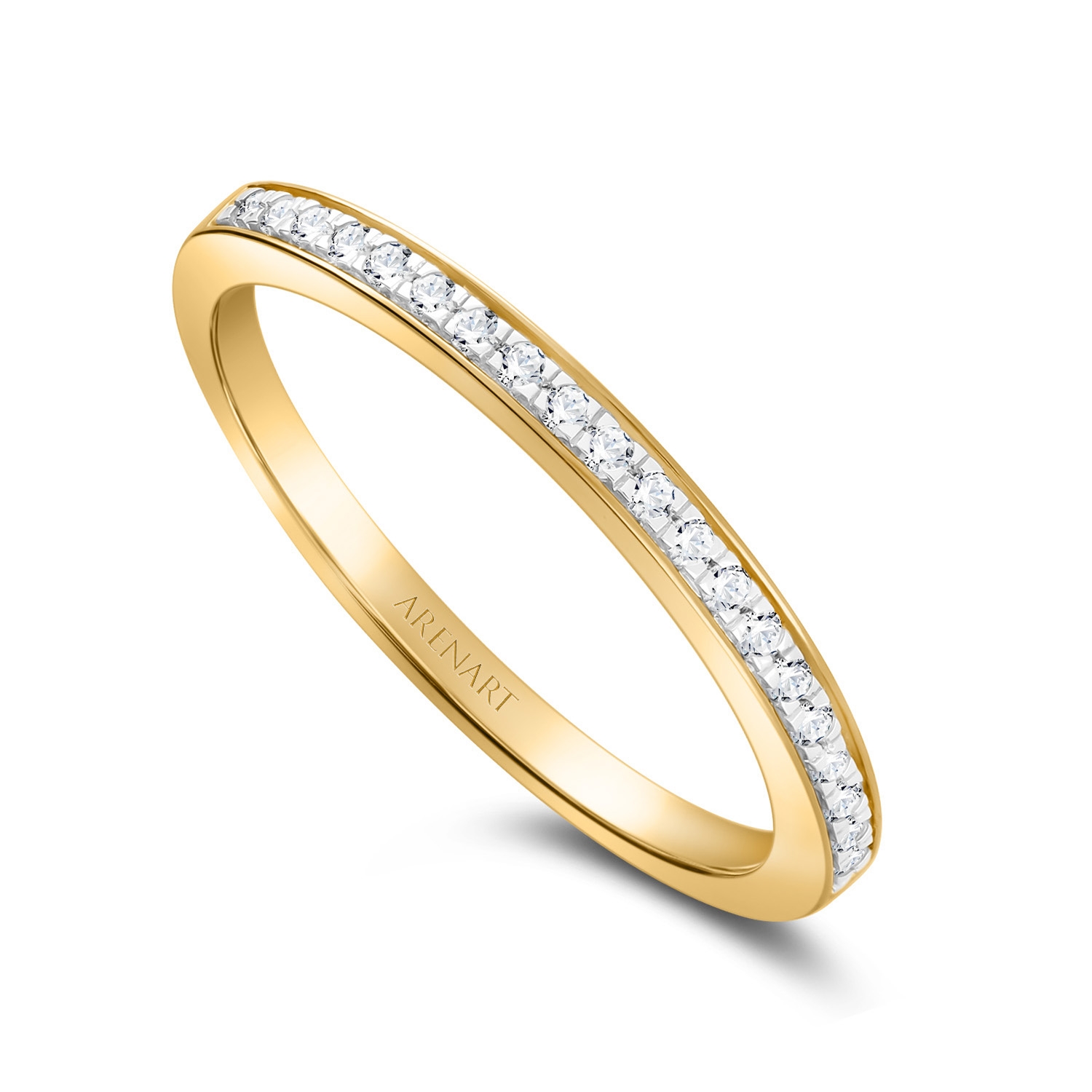 Obrączka damska 1,8 mm z diamentami, żółte złoto 585