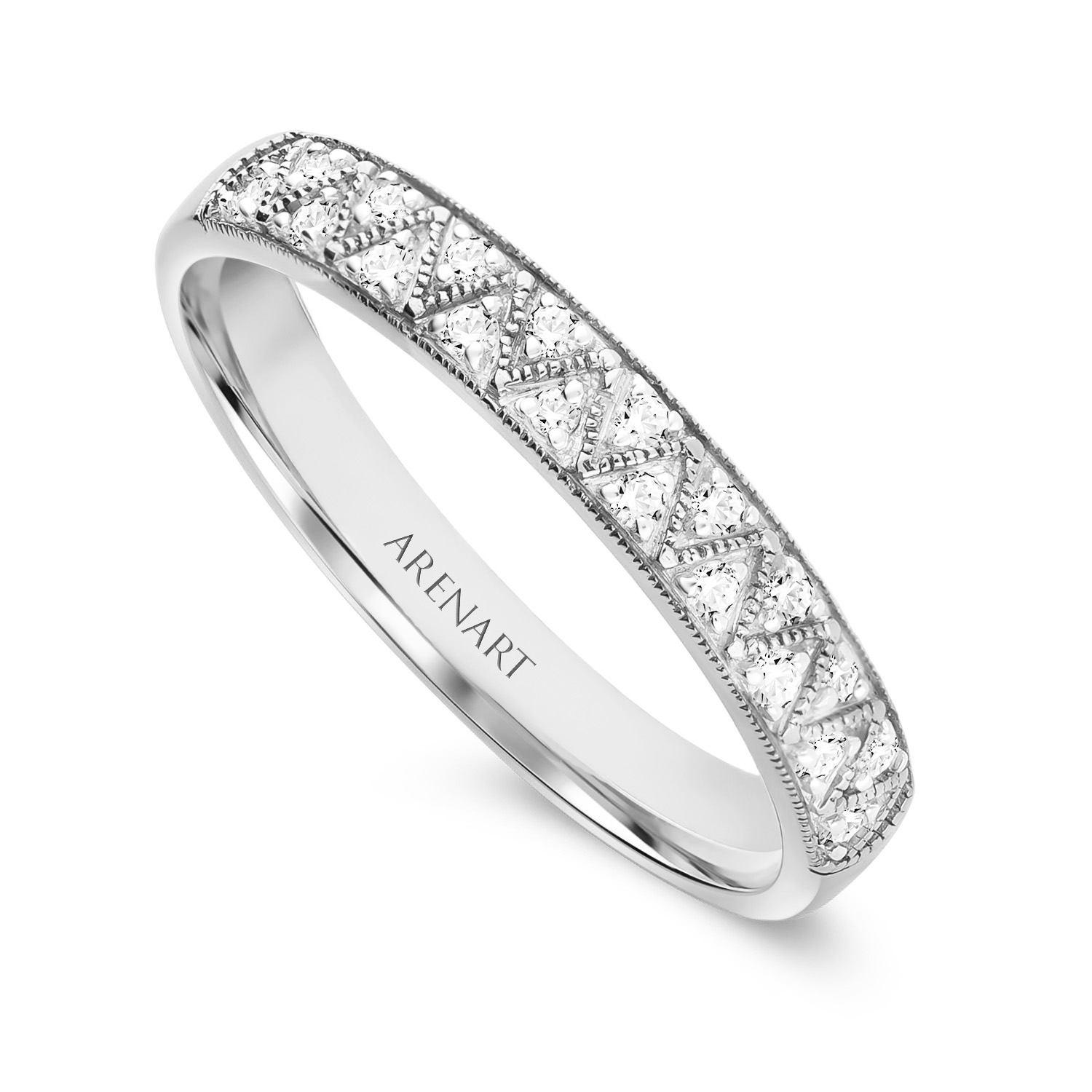 Obrączka damska z diamentami, białe złoto 585, model RR35714-W