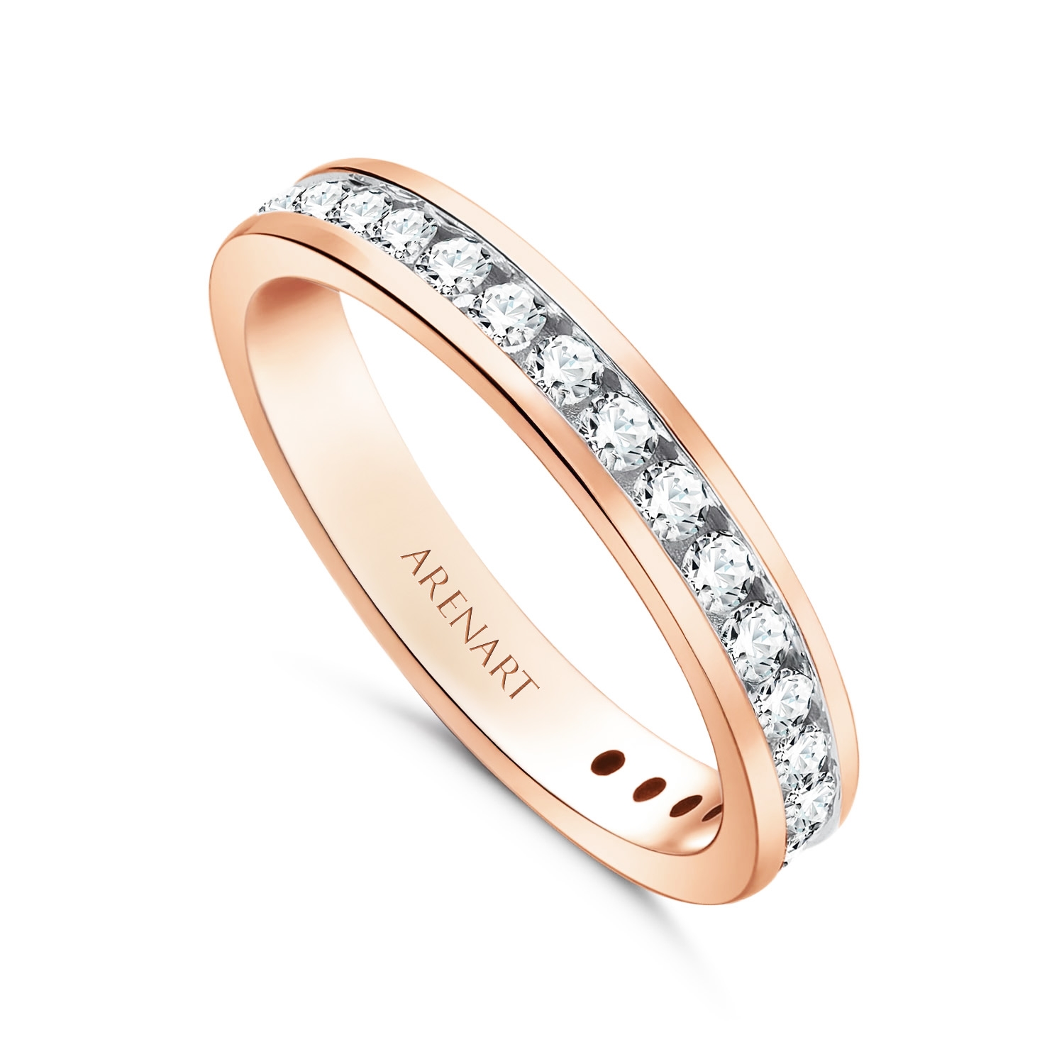 Obrączka z diamentami, różowe złoto, model RR36148-R
