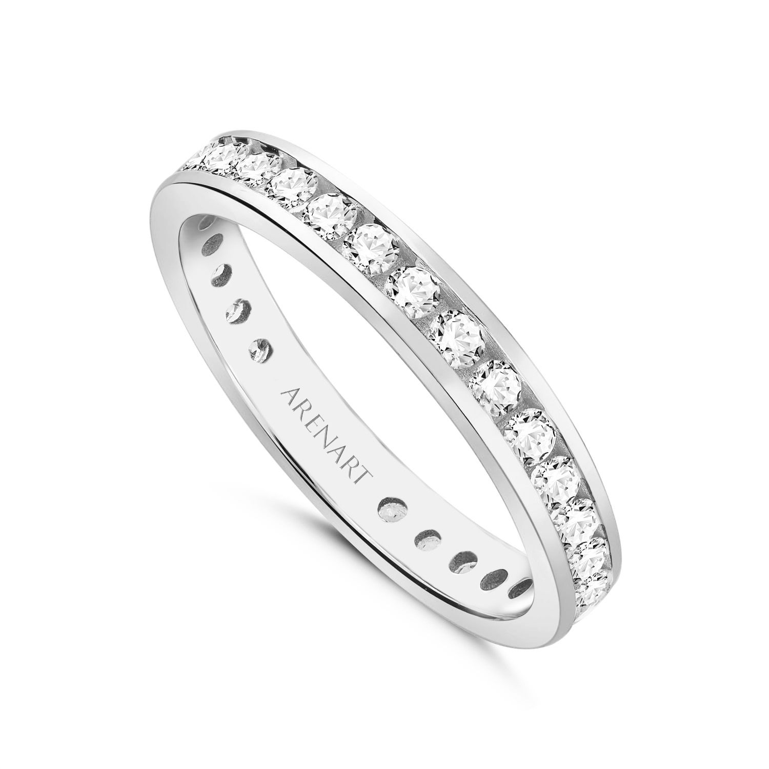 Obrączka damska, białe złoto 585, diamenty, 3 mm