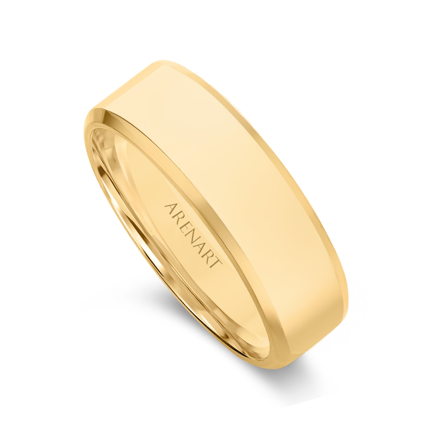 Obrączka męska 6 mm, żółte złoto 585, trapezowa