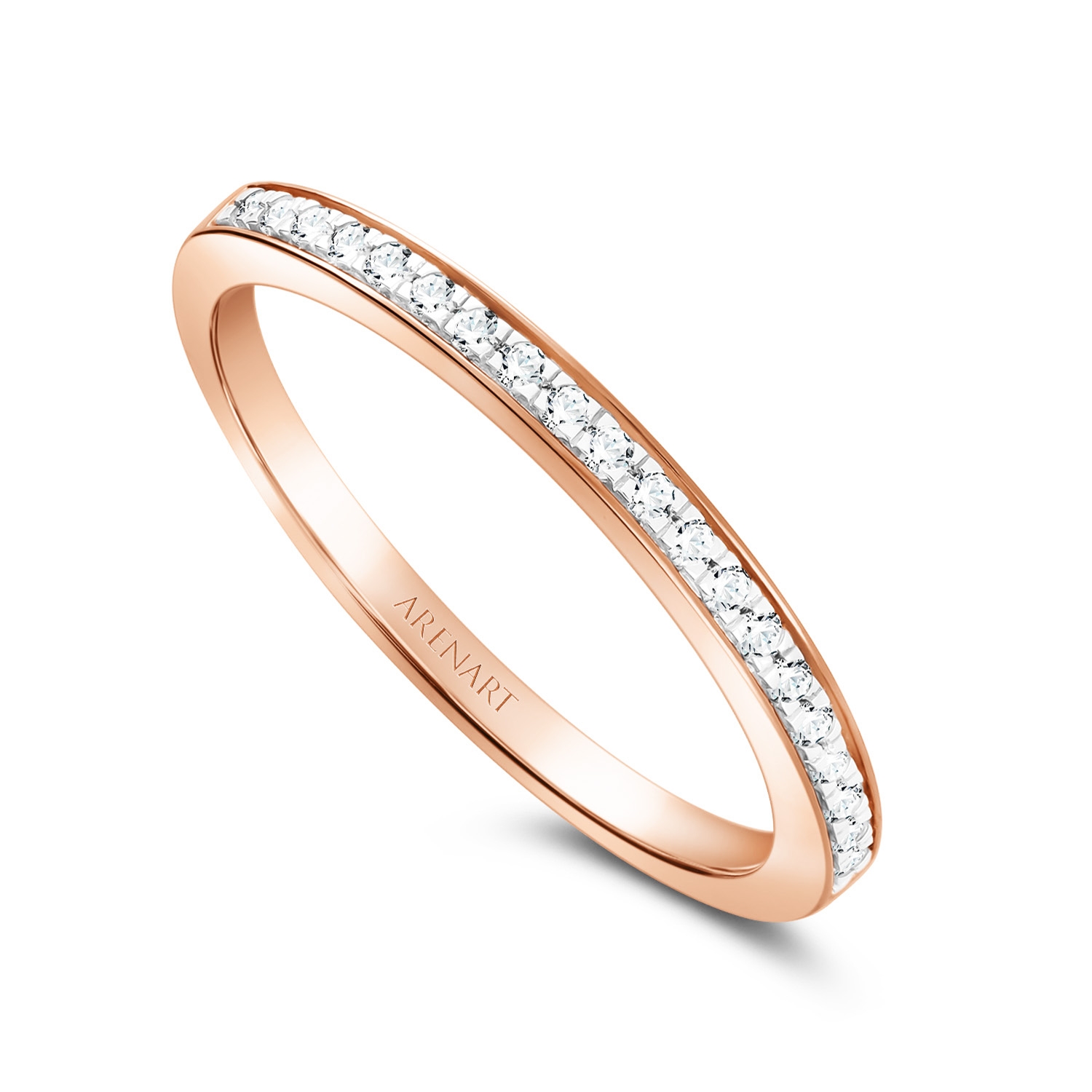 Obrączka damska, różowe złoto, diamenty, 1,8 mm