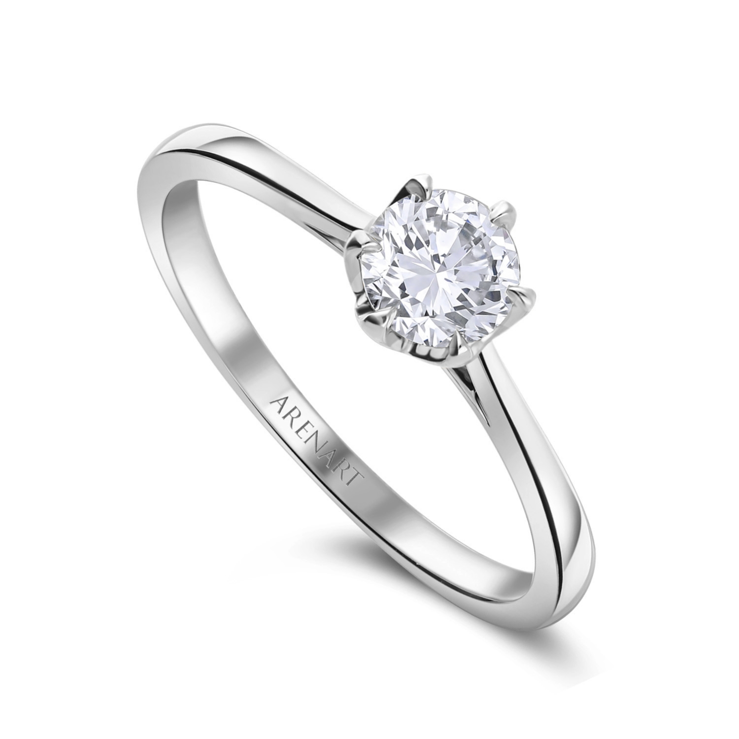 Pierścionek zaręczynowy, białe złoto 585, diament 0,5 karata