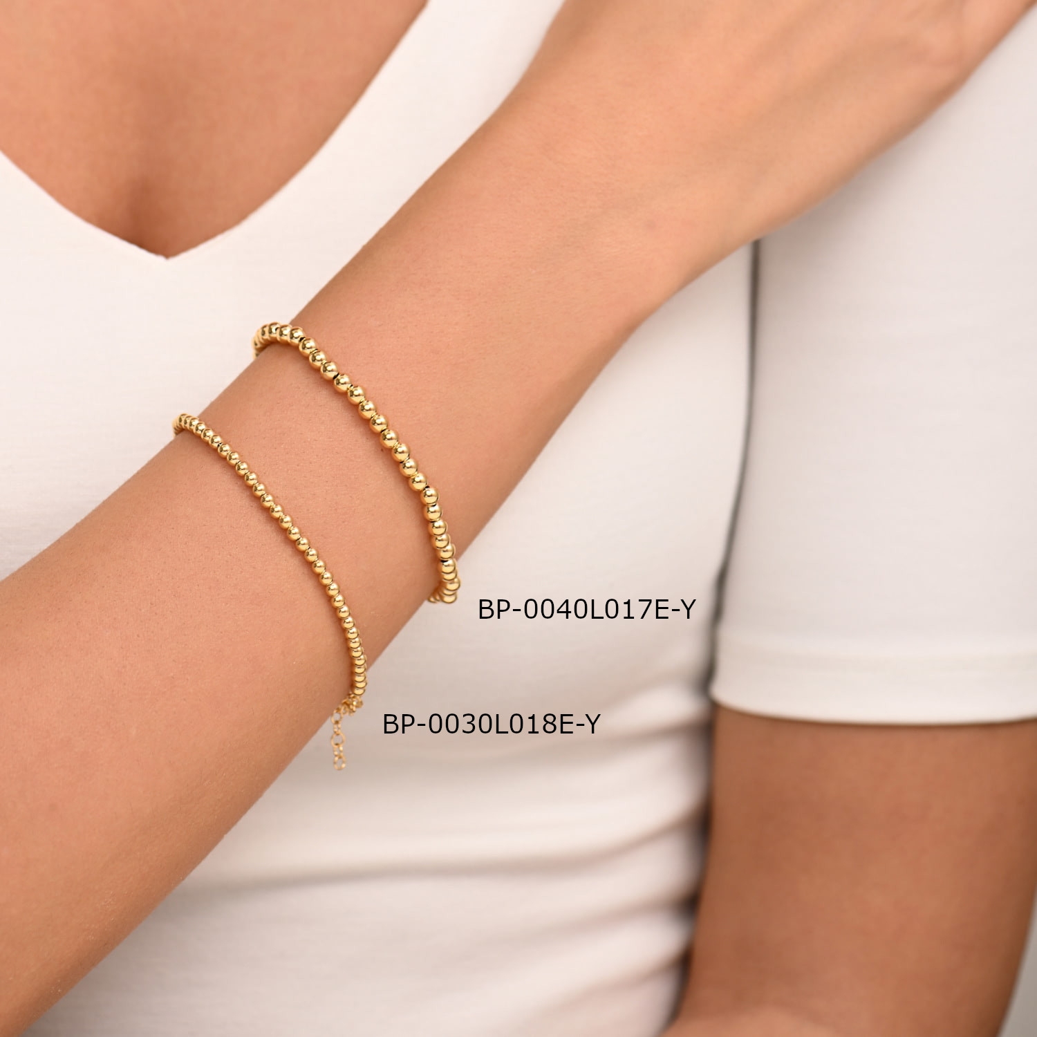 Złota bransoletka kulki, żółte złoto, regulowana długość Złota bransoletka kulki, żółte złoto, regulowana długość