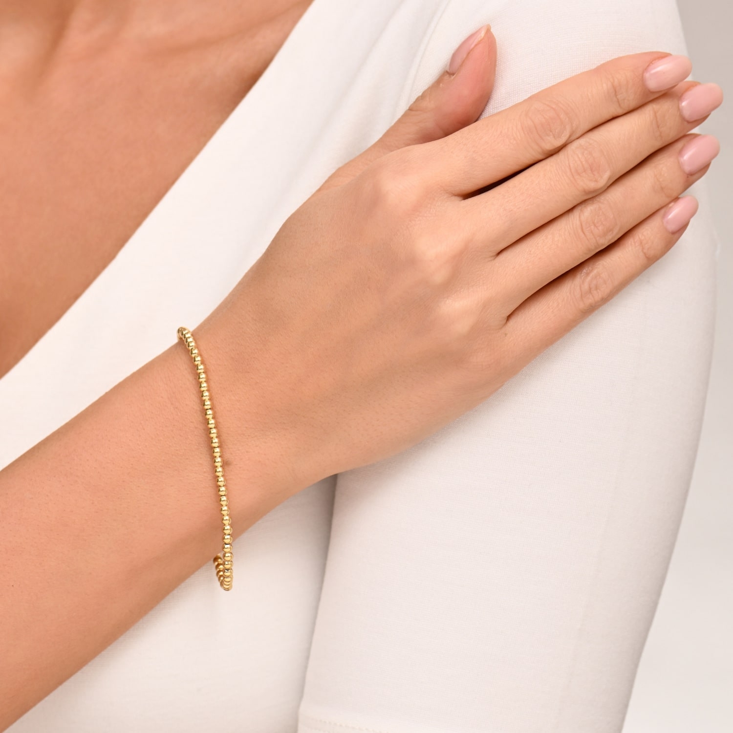 Złota bransoletka kulki, żółte złoto, regulowana długość Złota bransoletka kulki, żółte złoto, regulowana długość