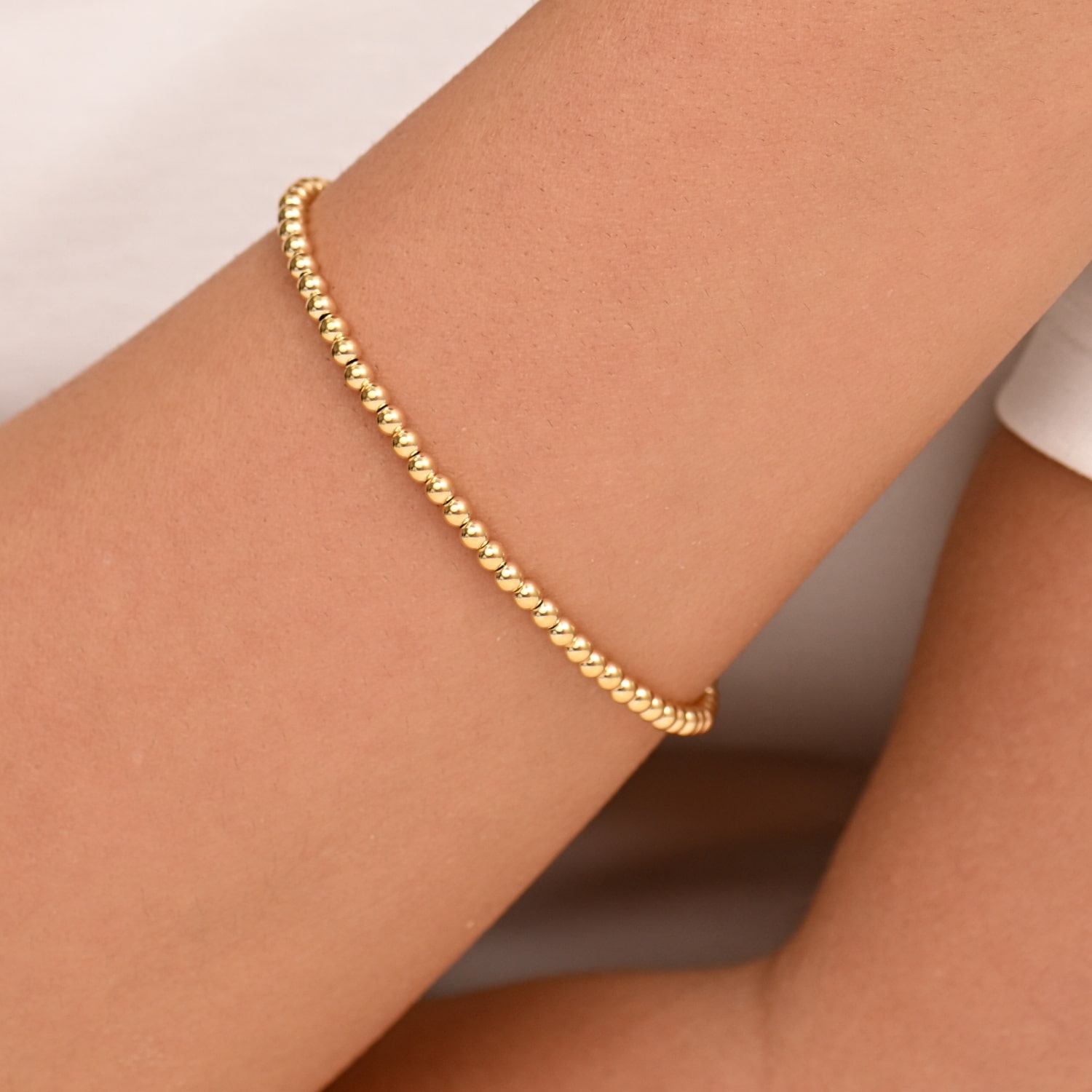 Złota bransoletka kulki, żółte złoto, regulowana długość Złota bransoletka kulki, żółte złoto, regulowana długość