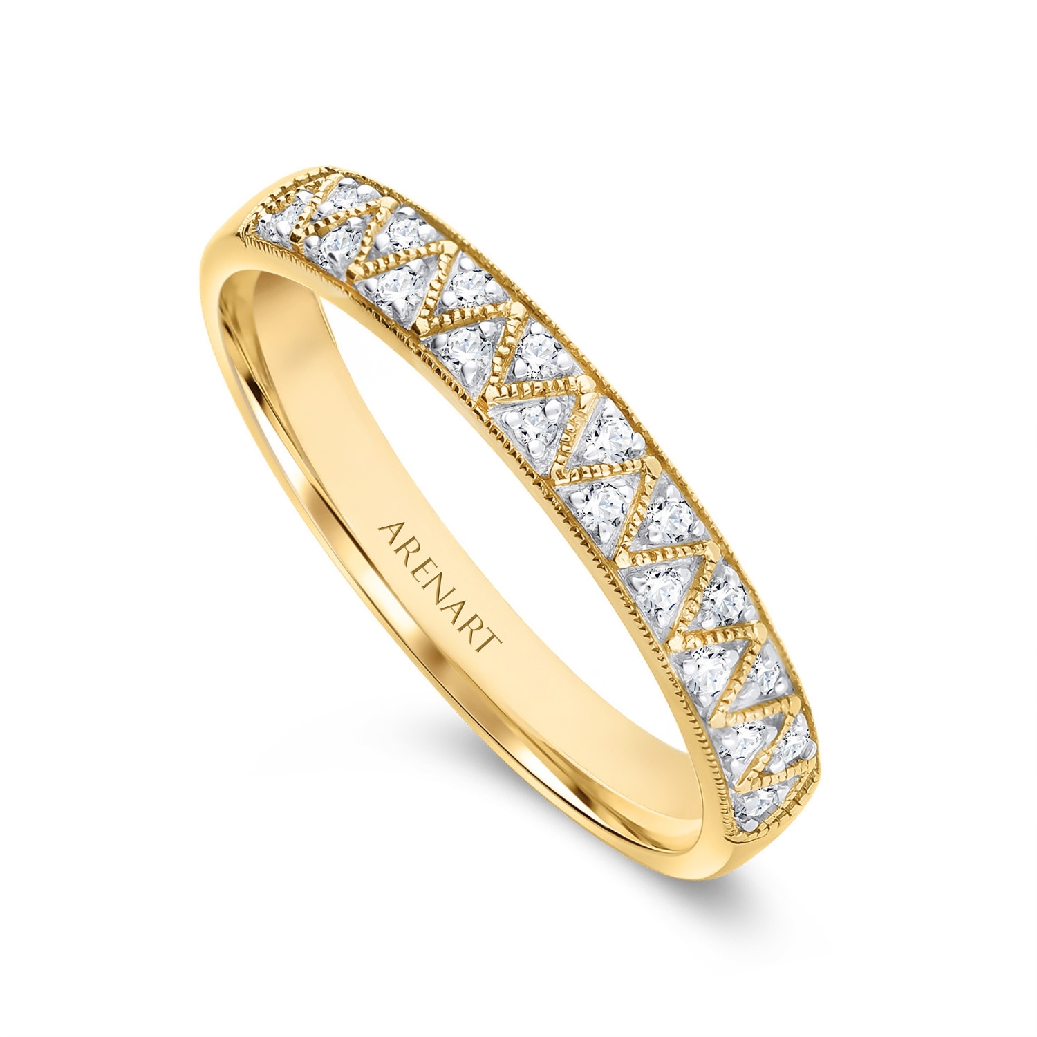 Złota obrączka damska z diamentowym wzorem 3,1 mm RR35714-Y