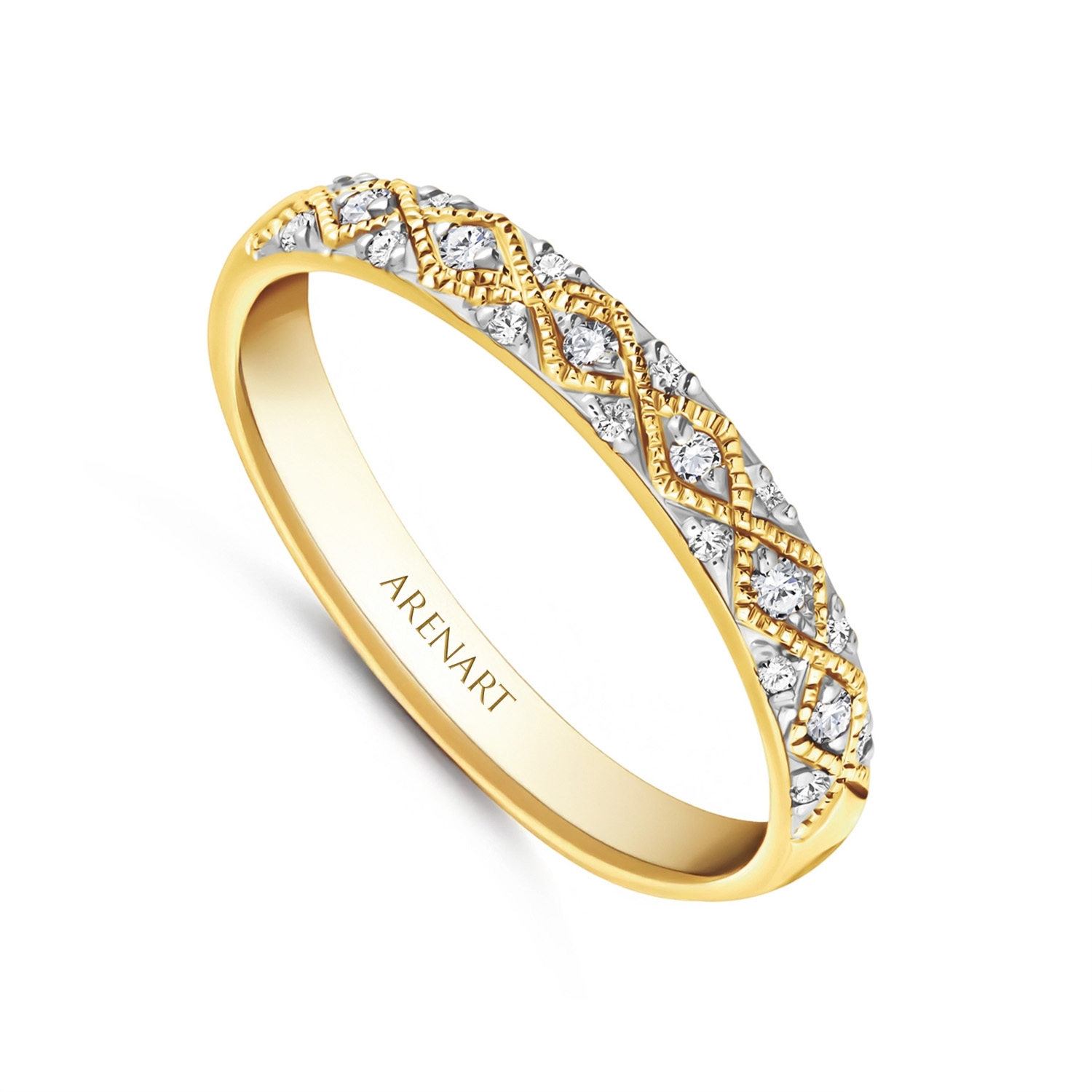 Obrączka damska, żółte złoto 585, diamenty, 2,5 mm, model RR35708-Y
