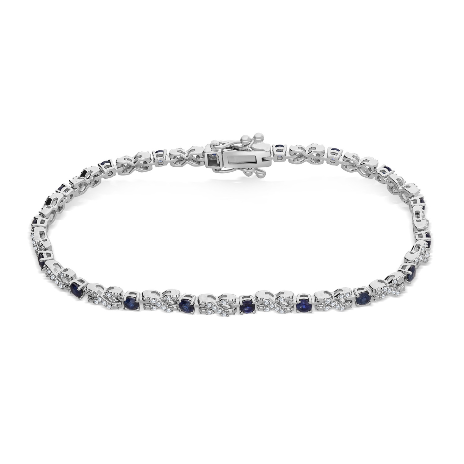 Złota bransoletka z diamentami i szafirami model JAB02495-W-S