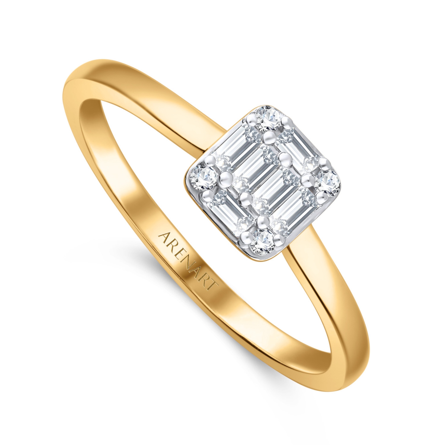 Złoty pierścionek z diamentami 0,16ct, żółte złoto
