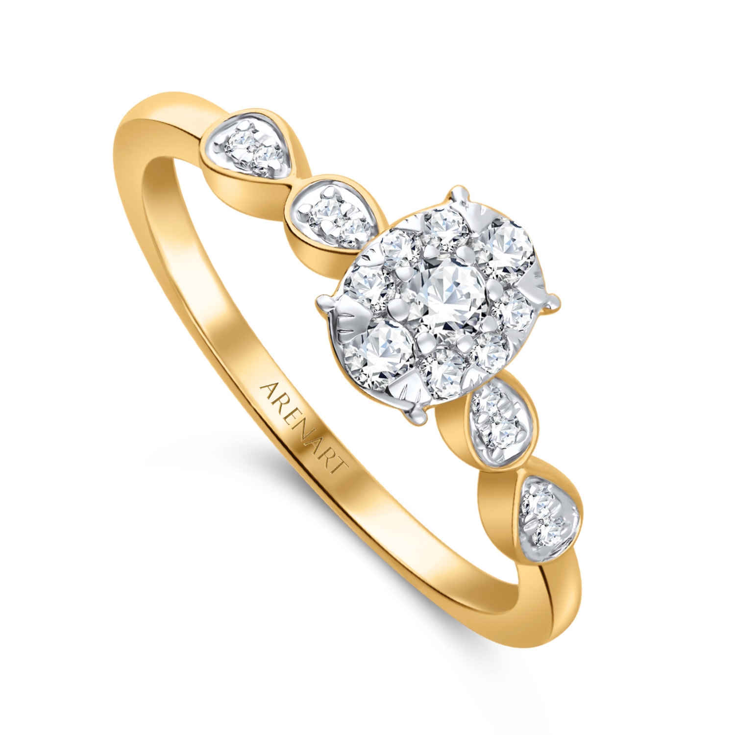 Pierścionek z diamentami 0,25ct, złoto żółte