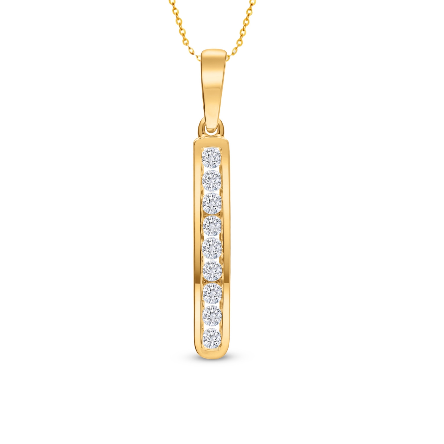 Złota zawieszka słupek z diamentami 0,14ct, żółte złoto