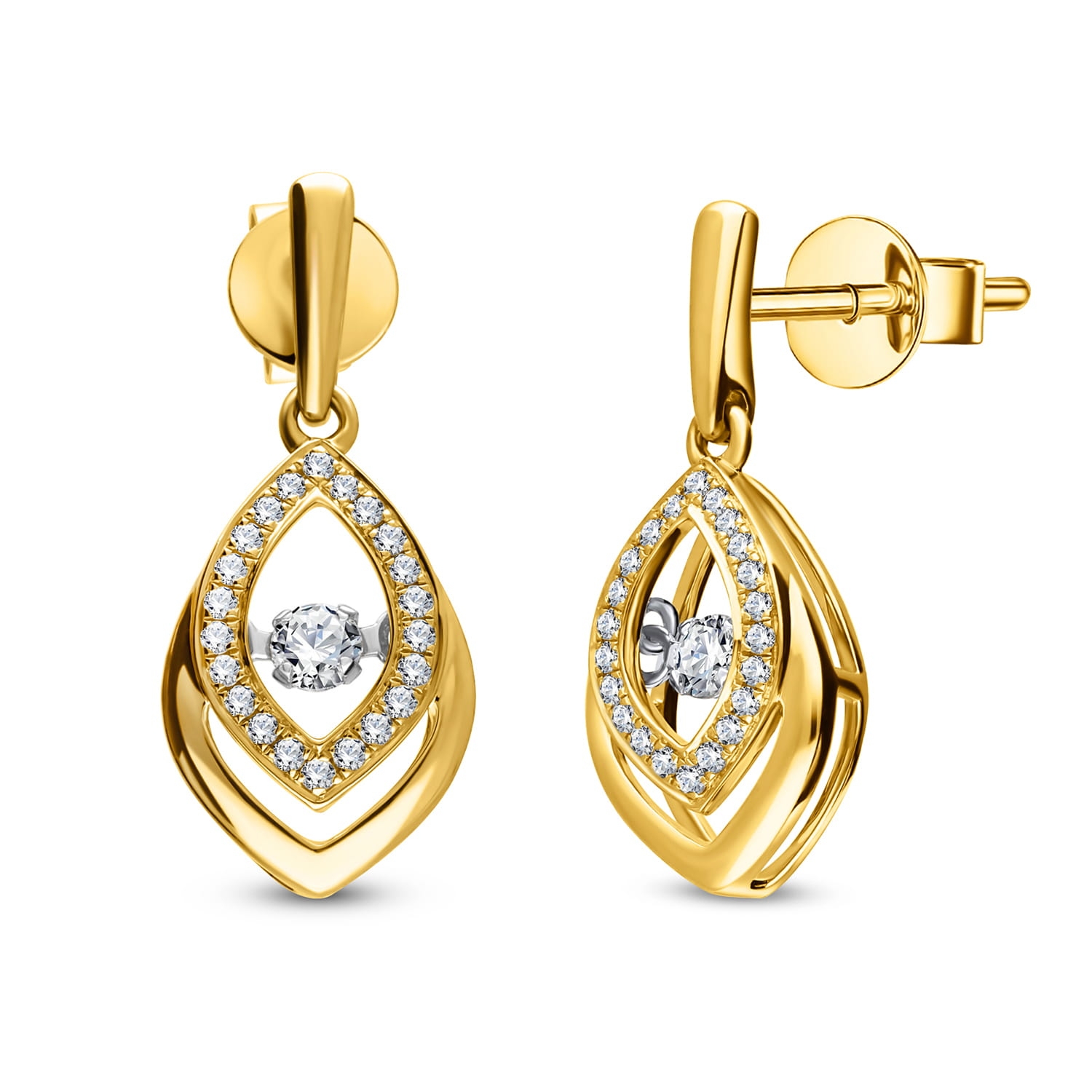 Kolczyki z diamentami 0,24ct, żółte złoto