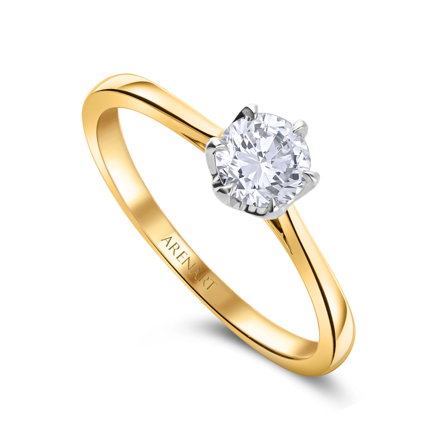 Złoty pierścionek z diamentem 0,5ct, dwukolorowe złoto 750